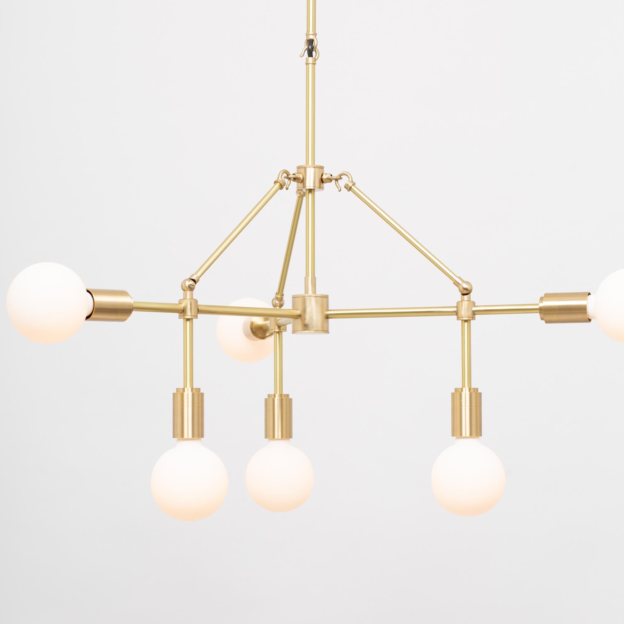 Hand-Crafted Three Arm Six Sphere Chandelier by Lights of London For Sale