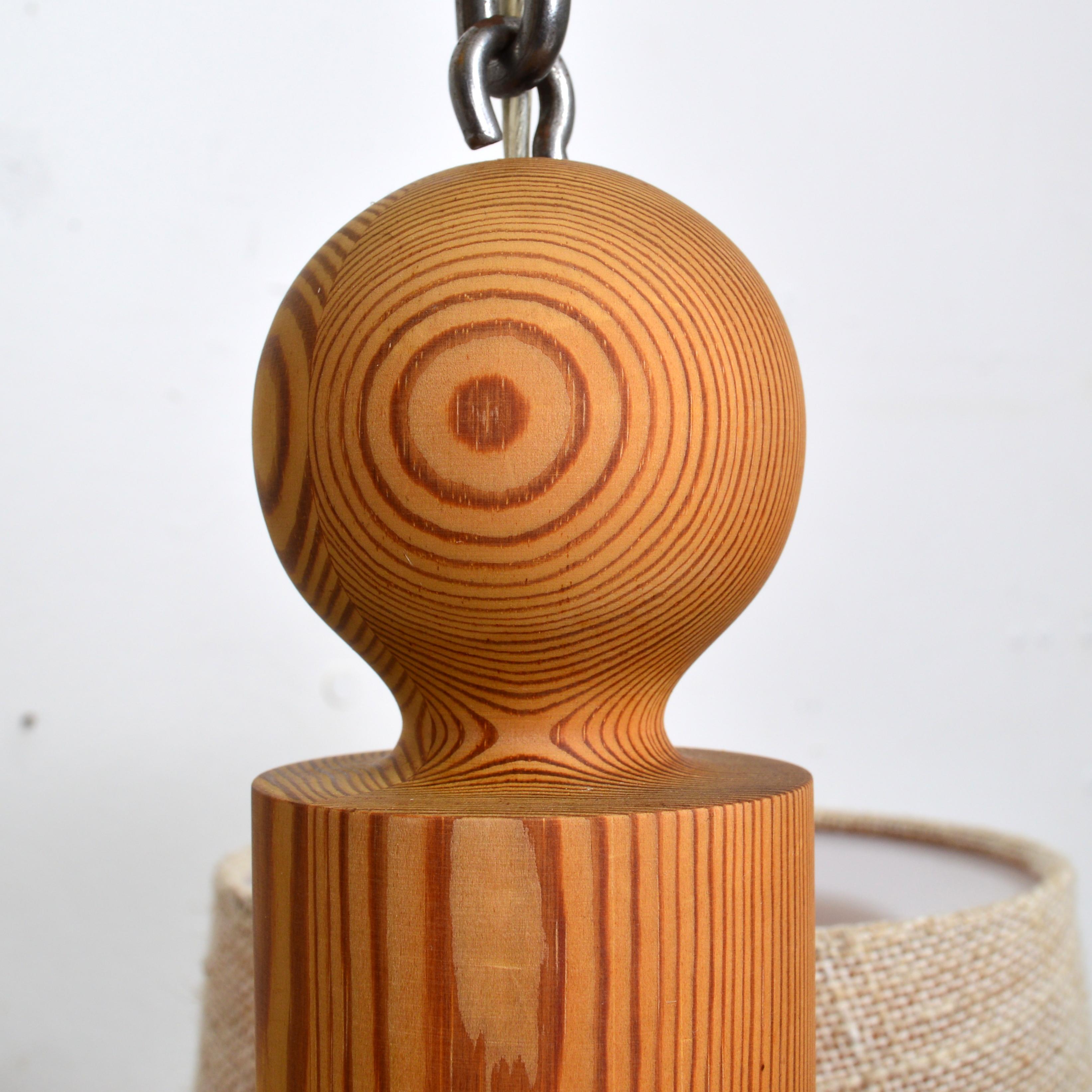 Three Arm Solid Pine Chandelier by Luxus Sweden, 1960s For Sale 4