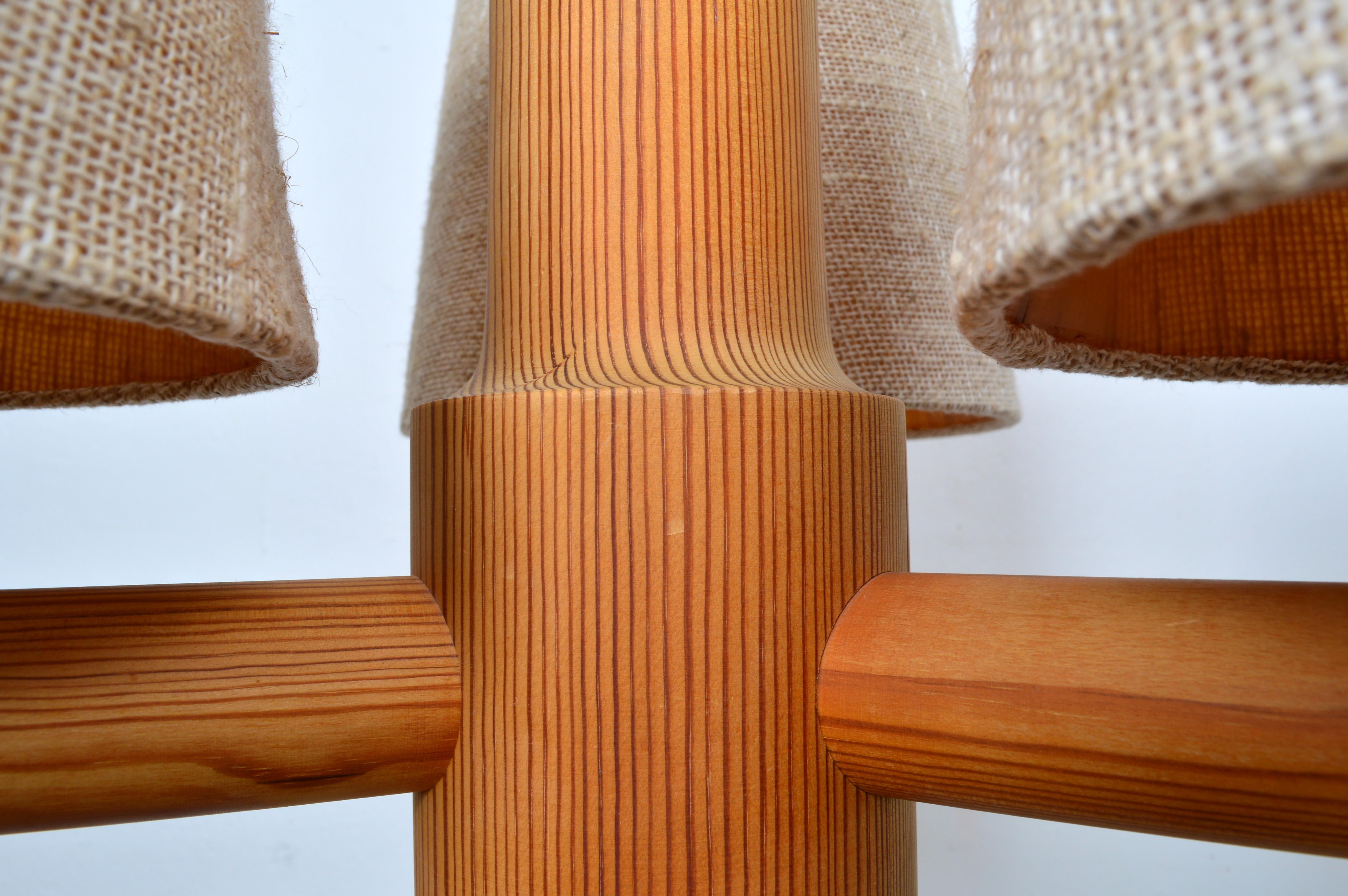 Araña de tres brazos de pino macizo de Luxus Sweden, años 60 en venta 1