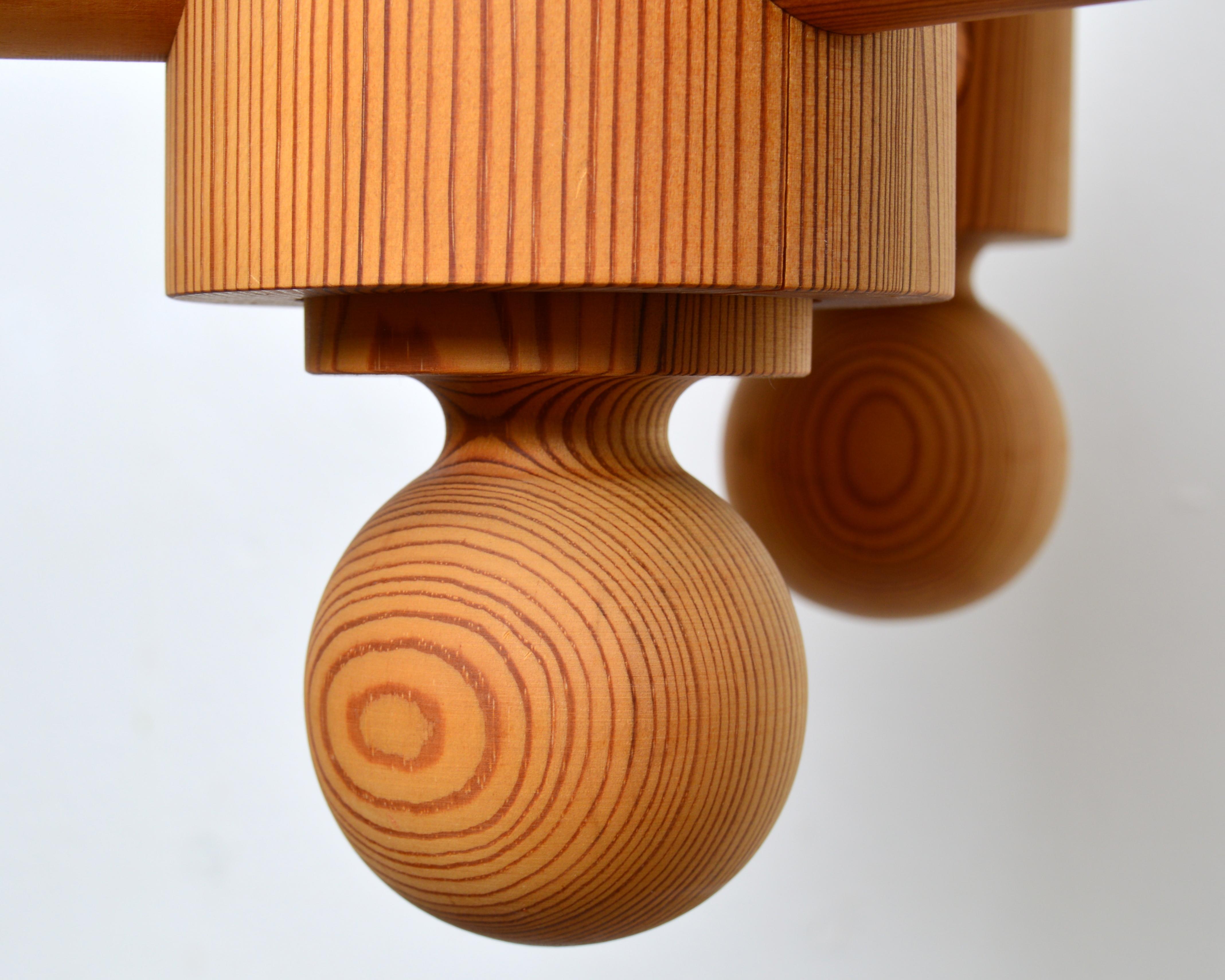 Araña de tres brazos de pino macizo de Luxus Sweden, años 60 en venta 2