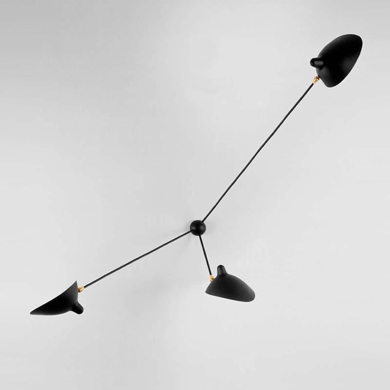 Painted Three-Arm Spider Sconce by Serge Mouille in Black