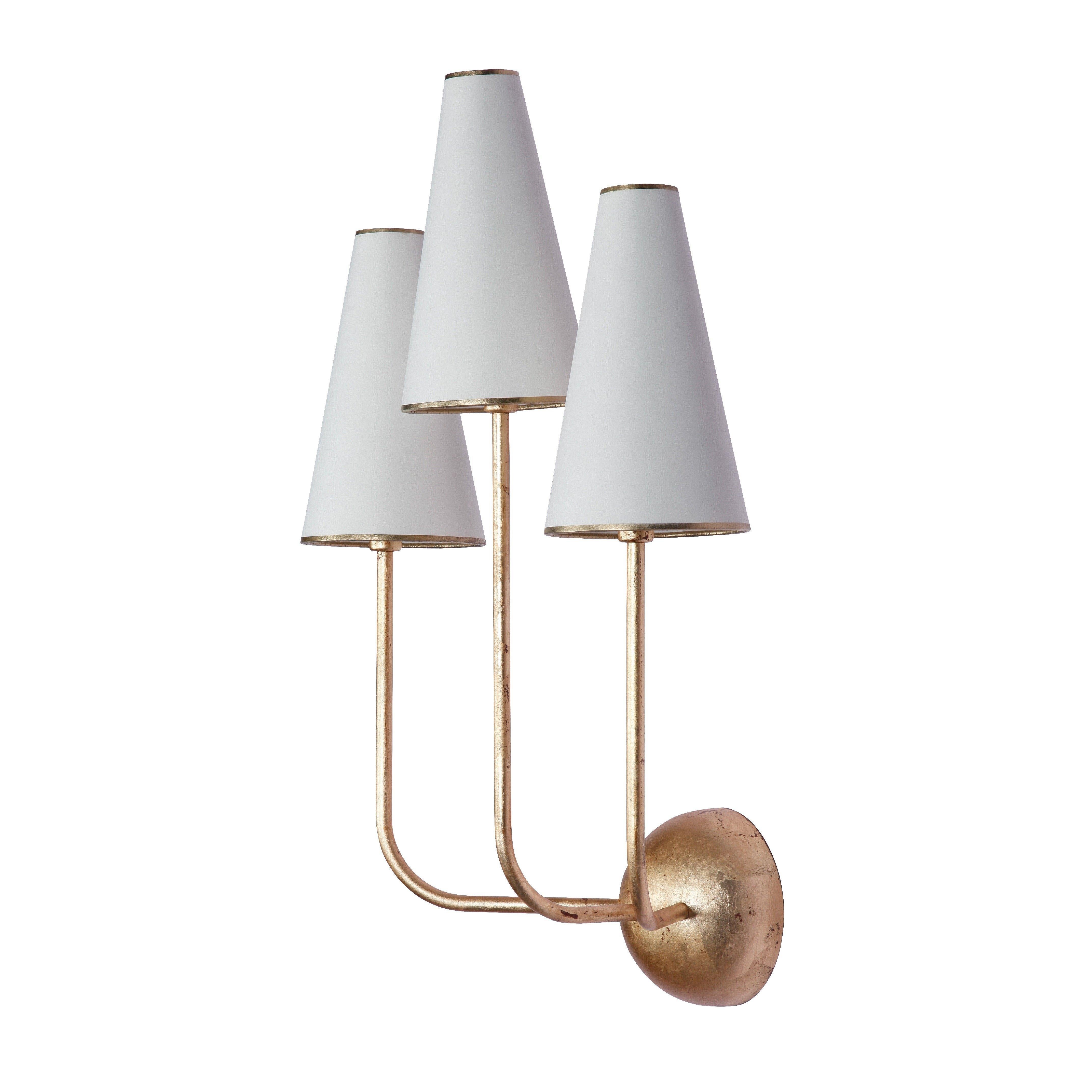 Lacquered Three-Arm Wall Lamp in the Style of Jean Royère