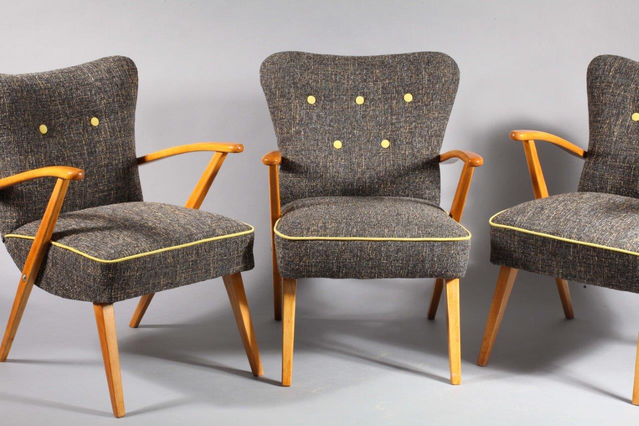 Fabric Three Armchairs, Vienna, 1950, Haus Und Garten