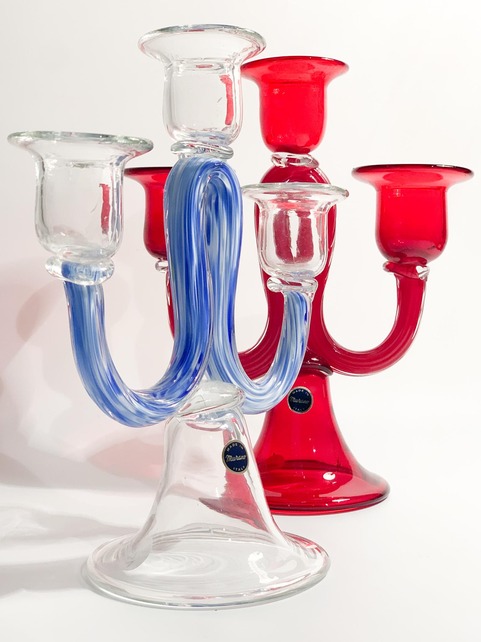 Three-armed Candelabra in Red Murano Glass from the 1950s 5