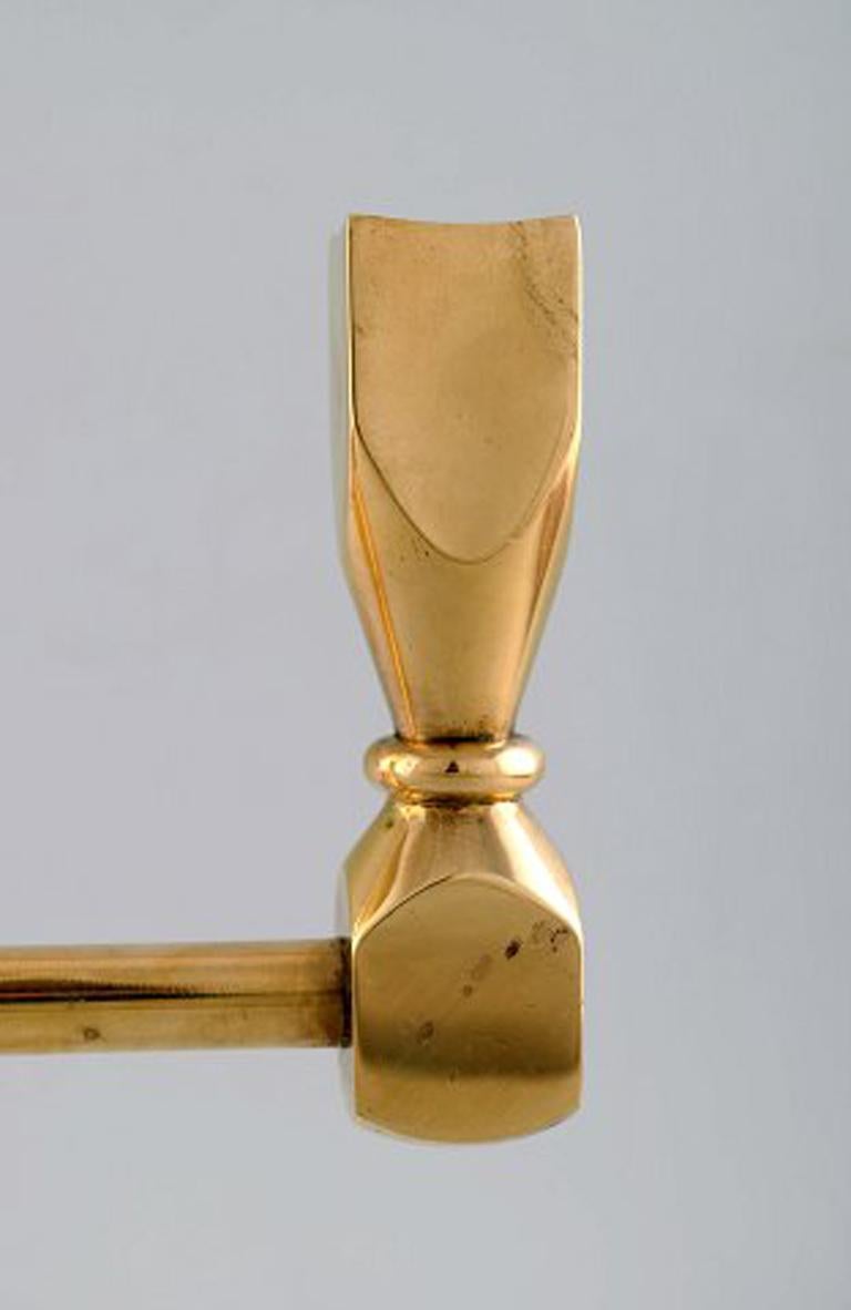 Three-Armed Candlestick in Brass, Scandinavian Design In Excellent Condition In Copenhagen, DK