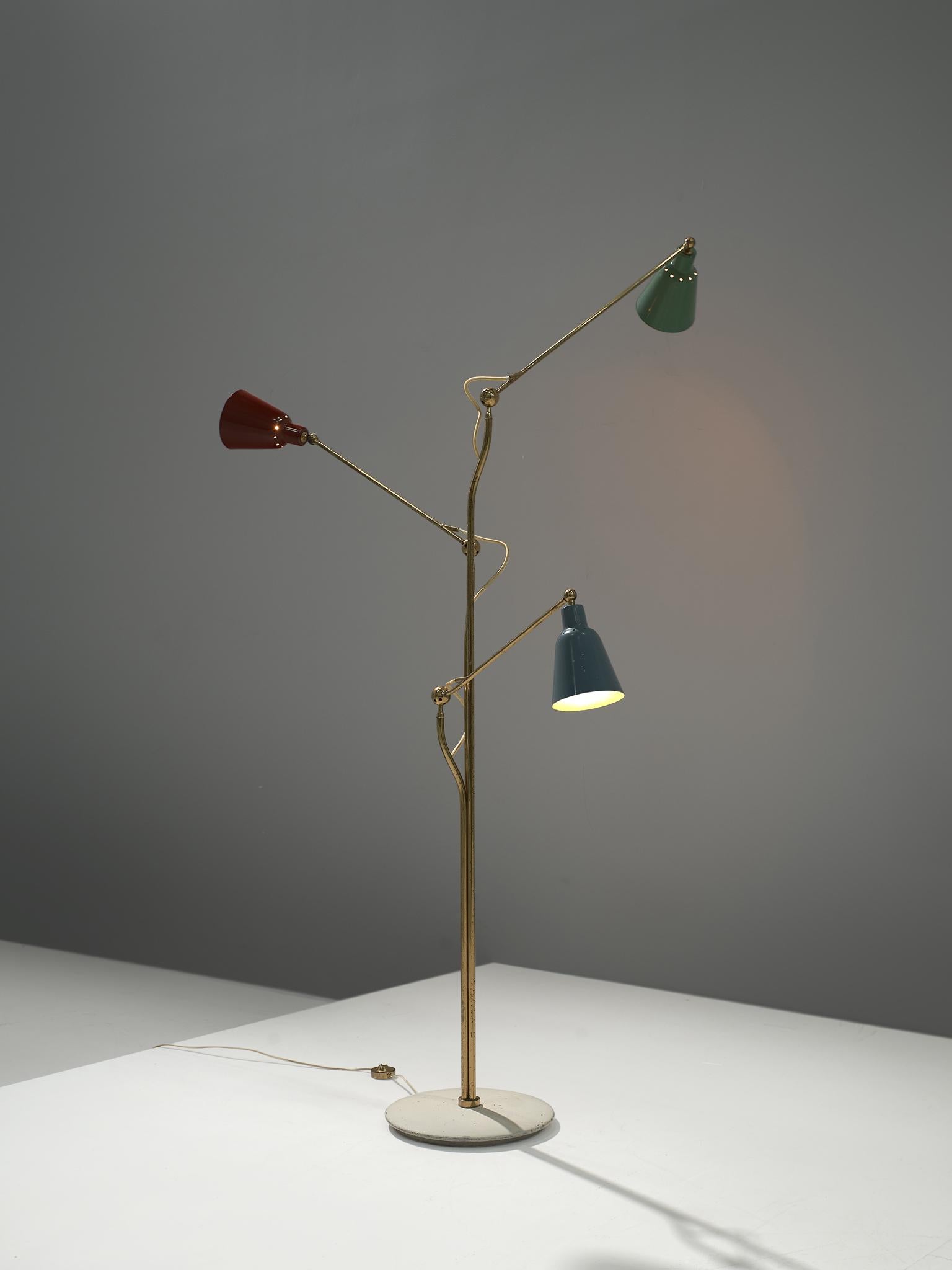 Mid-Century Modern Three-Armed Floor Lamp by Angelo Lelii for Arredoluce