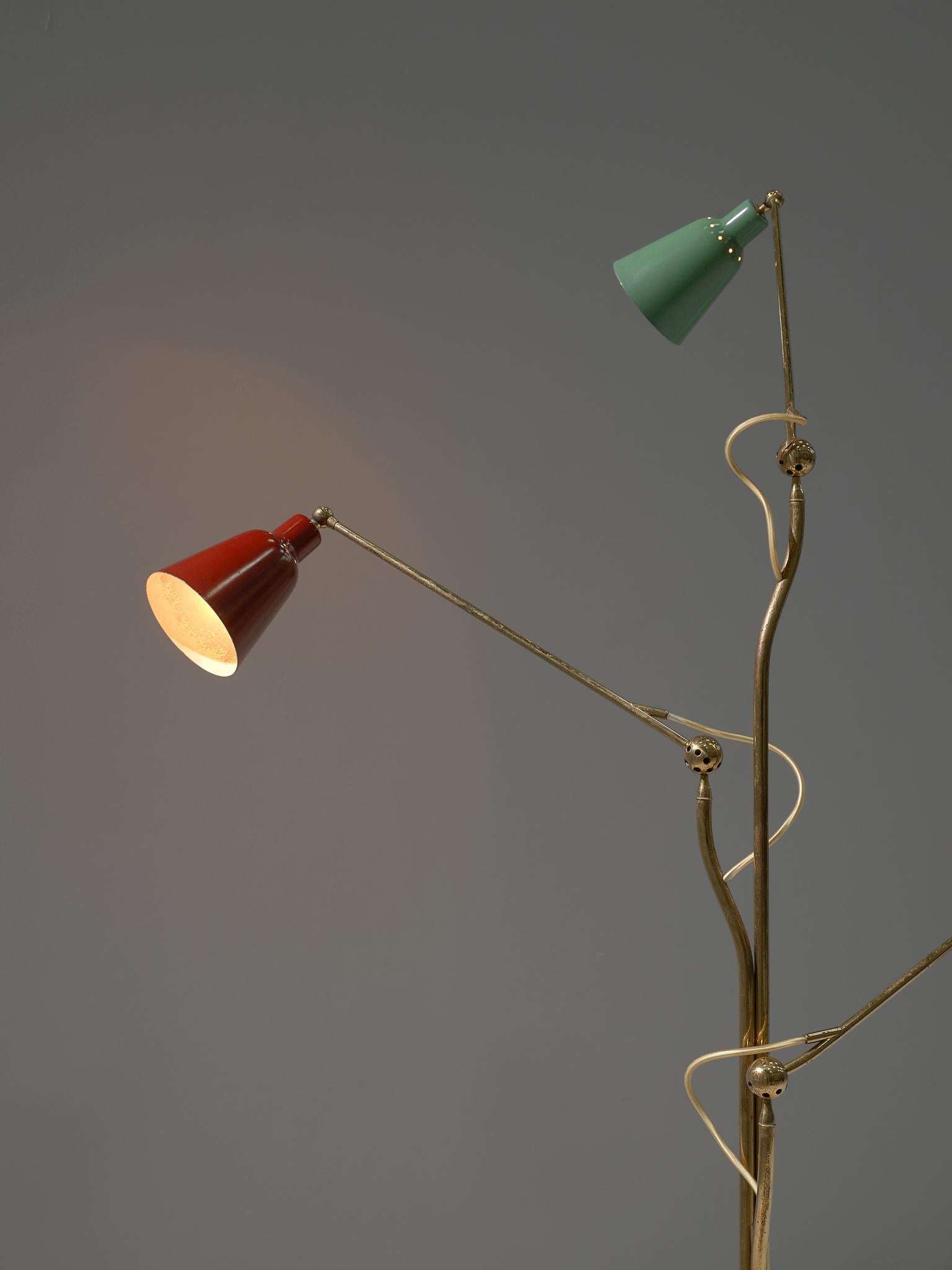 Italian Three-Armed Floor Lamp by Angelo Lelii for Arredoluce