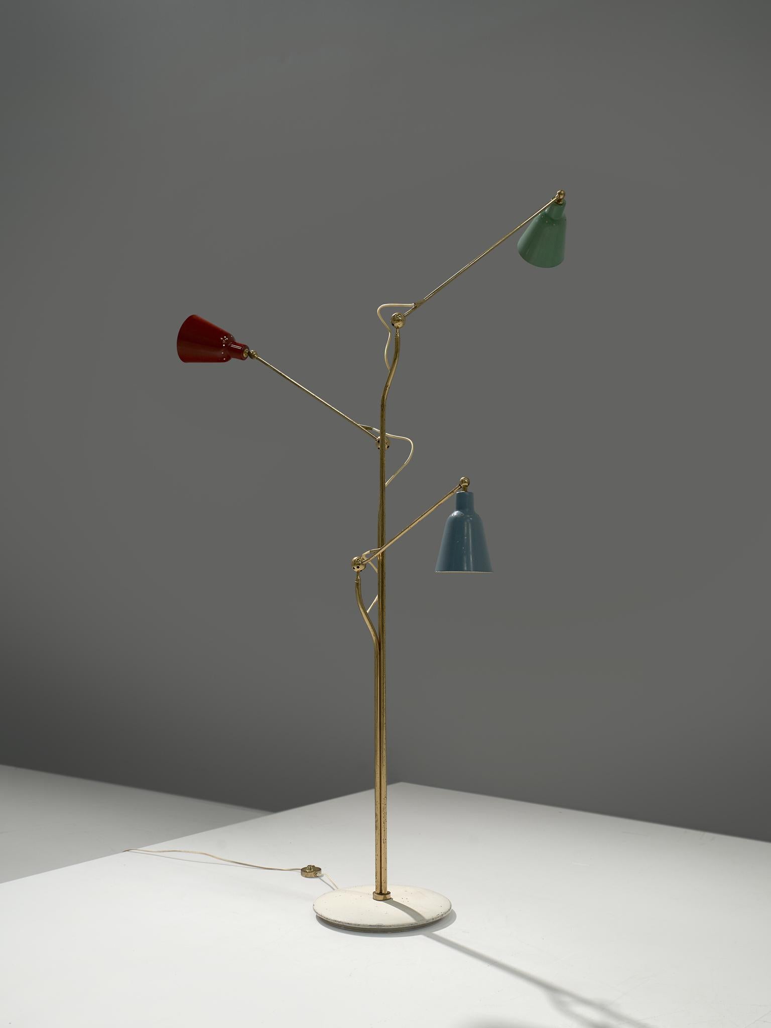 Three-Armed Floor Lamp by Angelo Lelii for Arredoluce 2