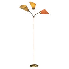 Three-Armed Floor Lamp in Brass with Pastel Shades 