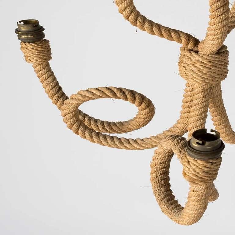 Corde Lustre à trois bras de corde par Audoux Minnet, France, années 1960