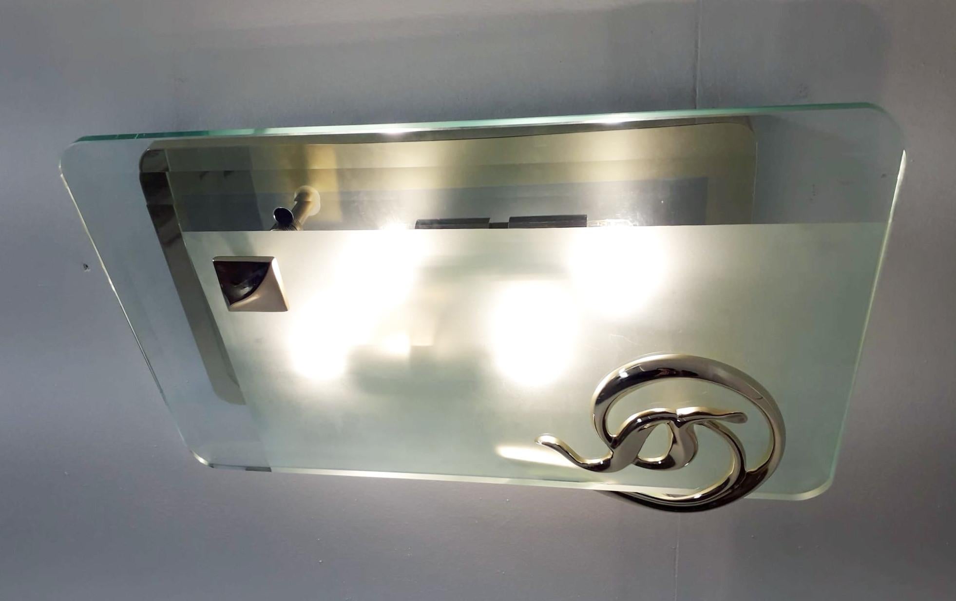 Glass Art Deco Beveled Sconce / Flushmount by Fratelli Martini - 3 available