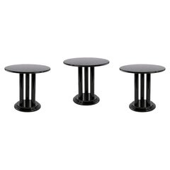 Three Art Deco Black Lacquer Chestnut Pedestal Tables, 20th Century