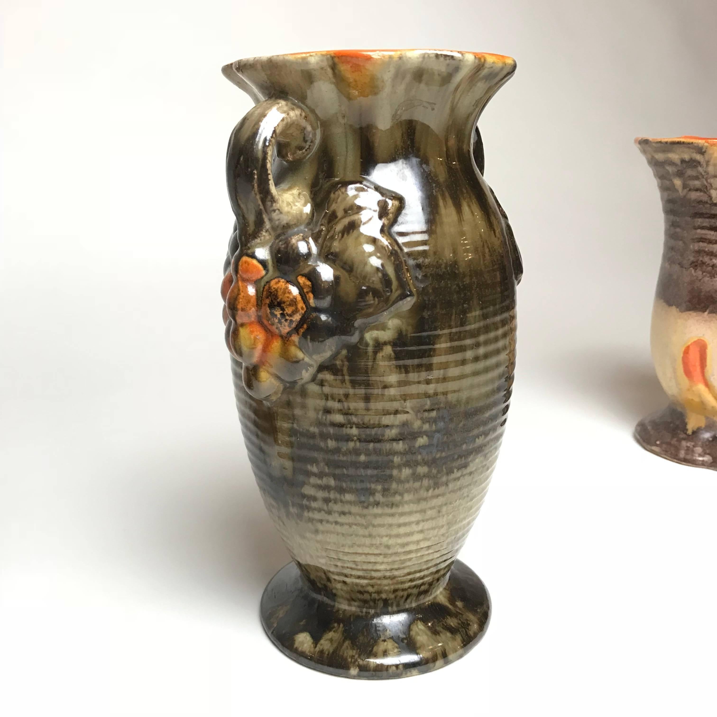 Drei glasierte Art-Déco-Vasen aus Keramik, 1930er Jahre, Deutschland im Zustand „Gut“ in Biebergemund, Hessen