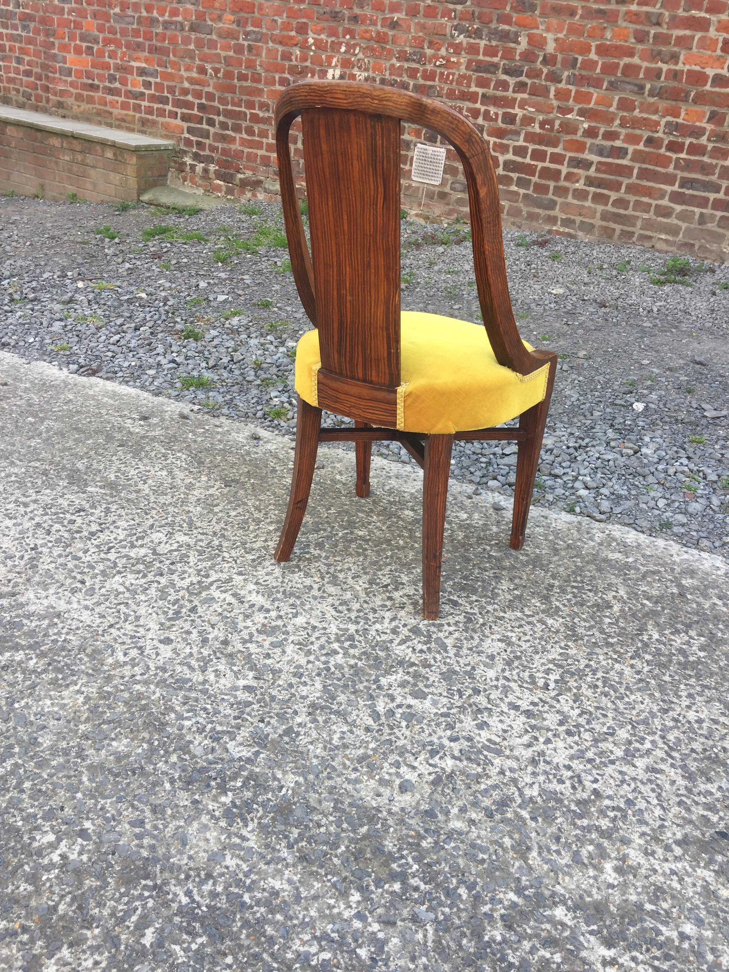 Three Art Deco Chairs, in Wood Painted Faux Wood Decor, circa 1925 For Sale 1