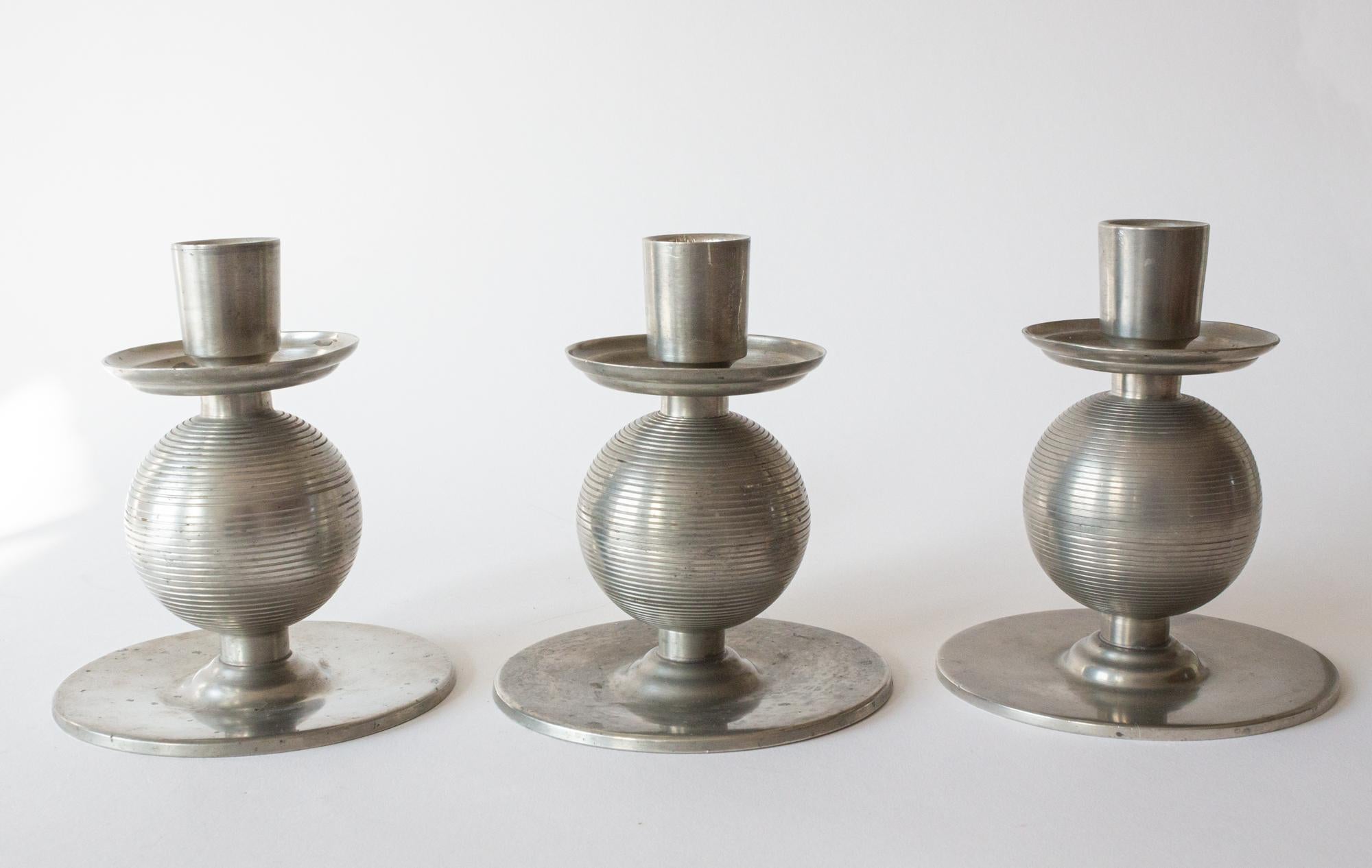 antique pewter candlesticks