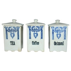 Drei Art-Déco-Keramik-Kanister – nur Tee und Kaffee