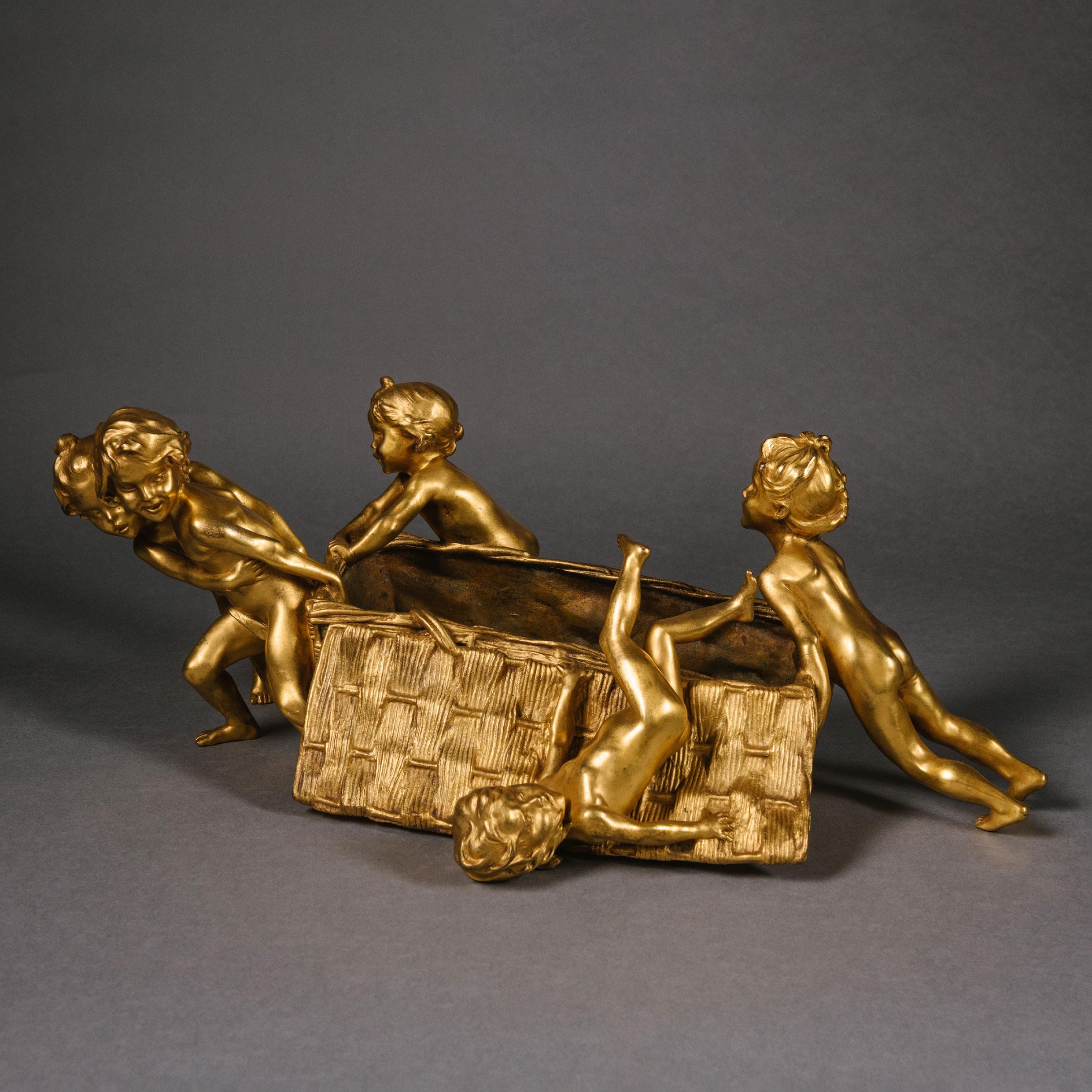 Gilt Three 'Art Nouveau' Sculptural Centrepieces by François-Raoul Larche For Sale