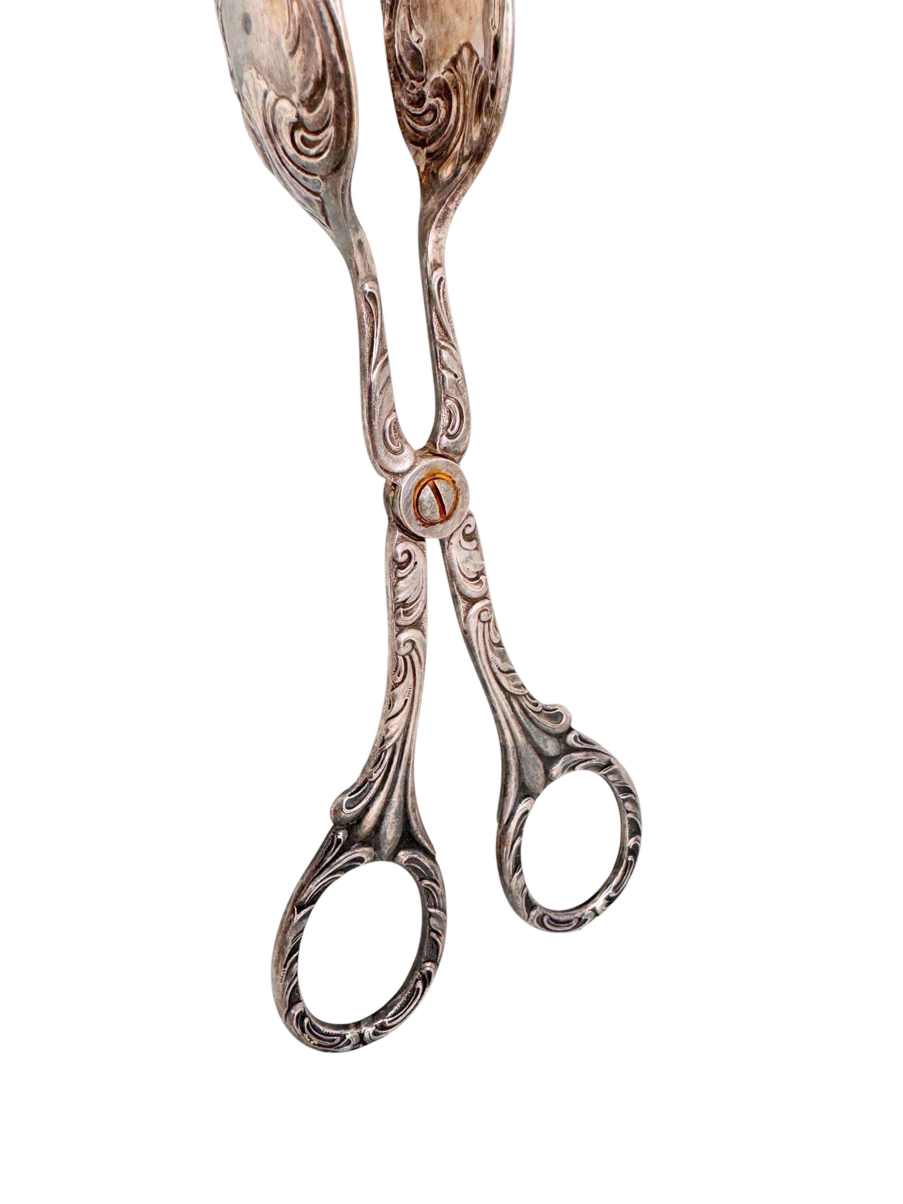 Three Art Nouveau Silver Plate Serving Tongs for Cake Pastry Meat German, 1900s For Sale 10