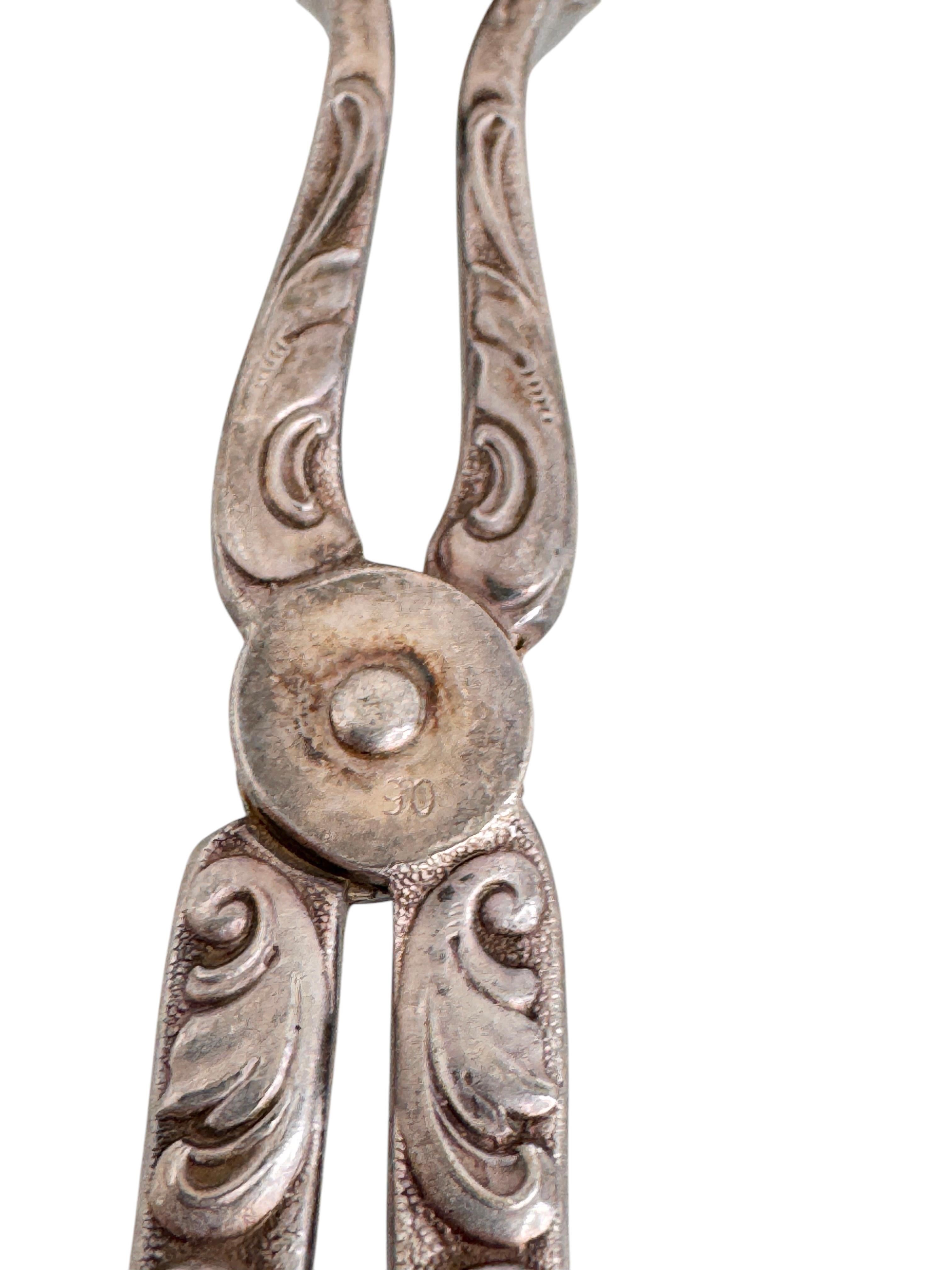 Three Art Nouveau Silver Plate Serving Tongs for Cake Pastry Meat German, 1900s For Sale 11