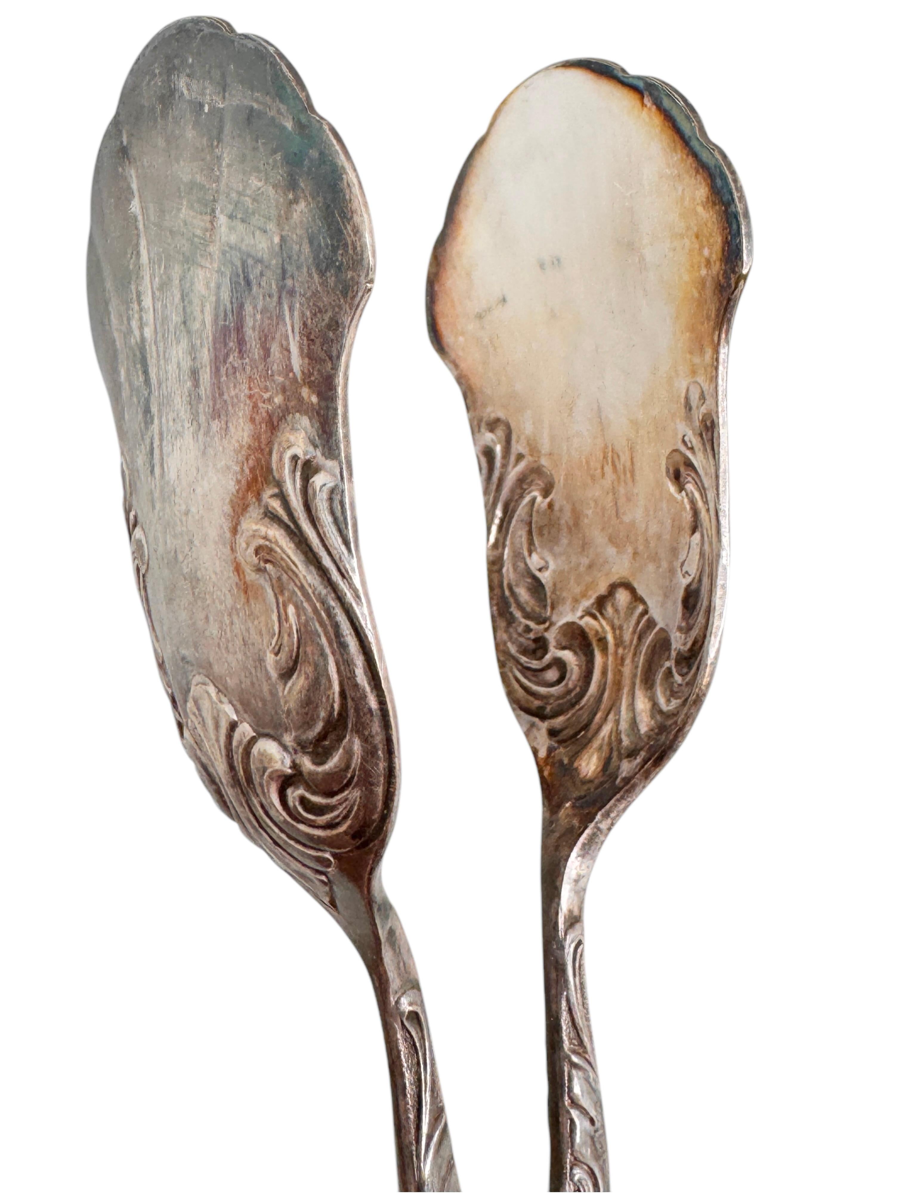 Three Art Nouveau Silver Plate Serving Tongs for Cake Pastry Meat German, 1900s For Sale 13