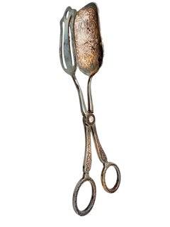 Tre pinze da portata in argento Art Nouveau per torte, pasticceria e carne, Germania, 1900