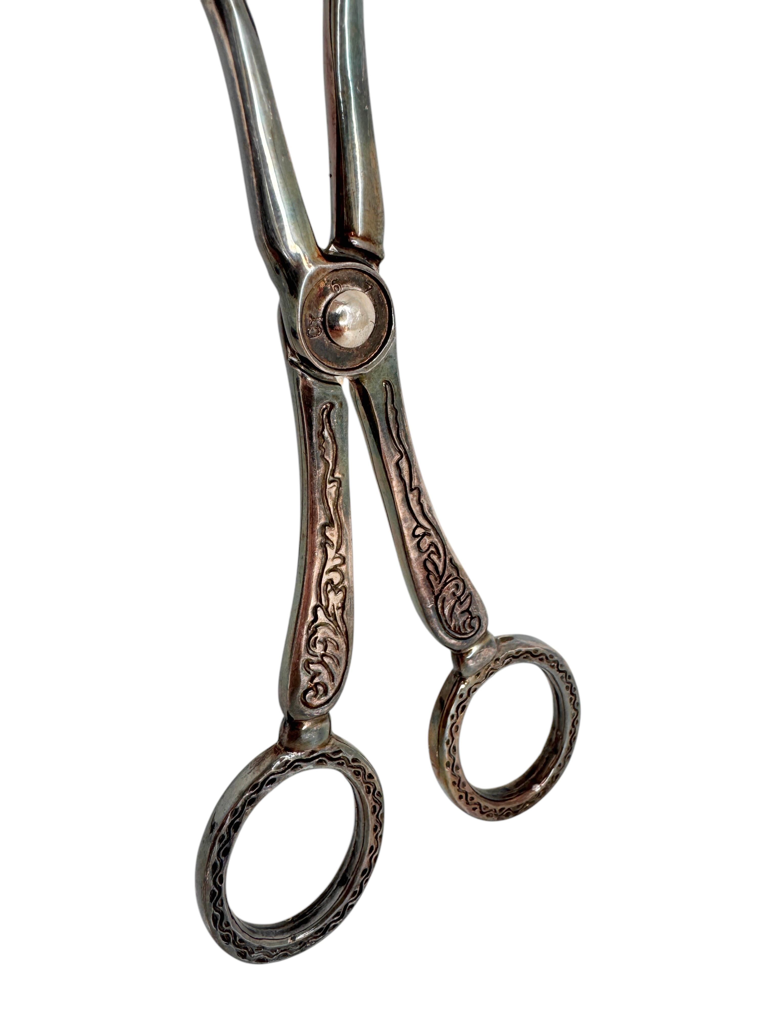 20th Century Three Art Nouveau Silver Plate Serving Tongs for Cake Pastry Meat German, 1900s For Sale