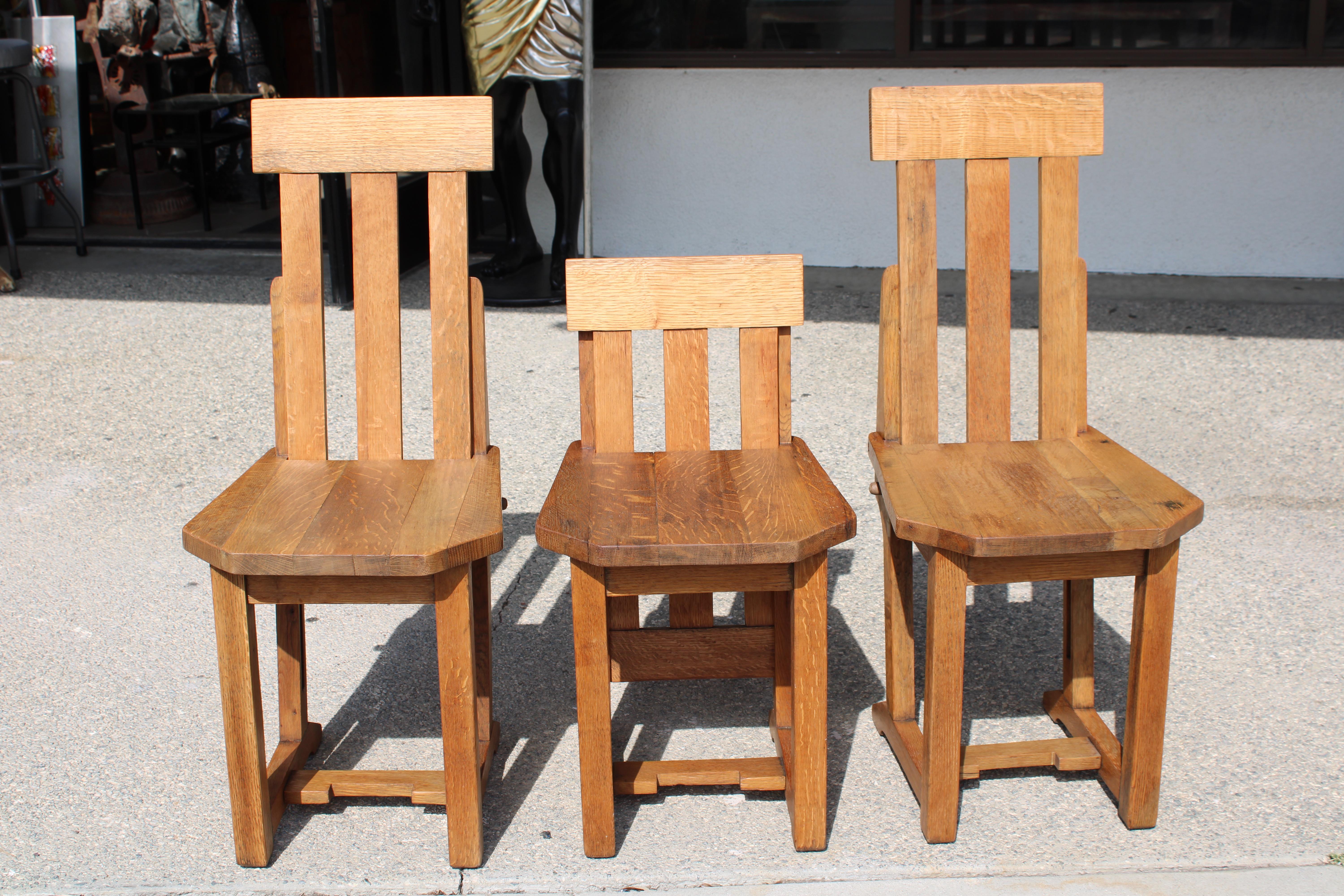 Metà XX secolo Three Arts and Crafts Adjustable Chairs in vendita