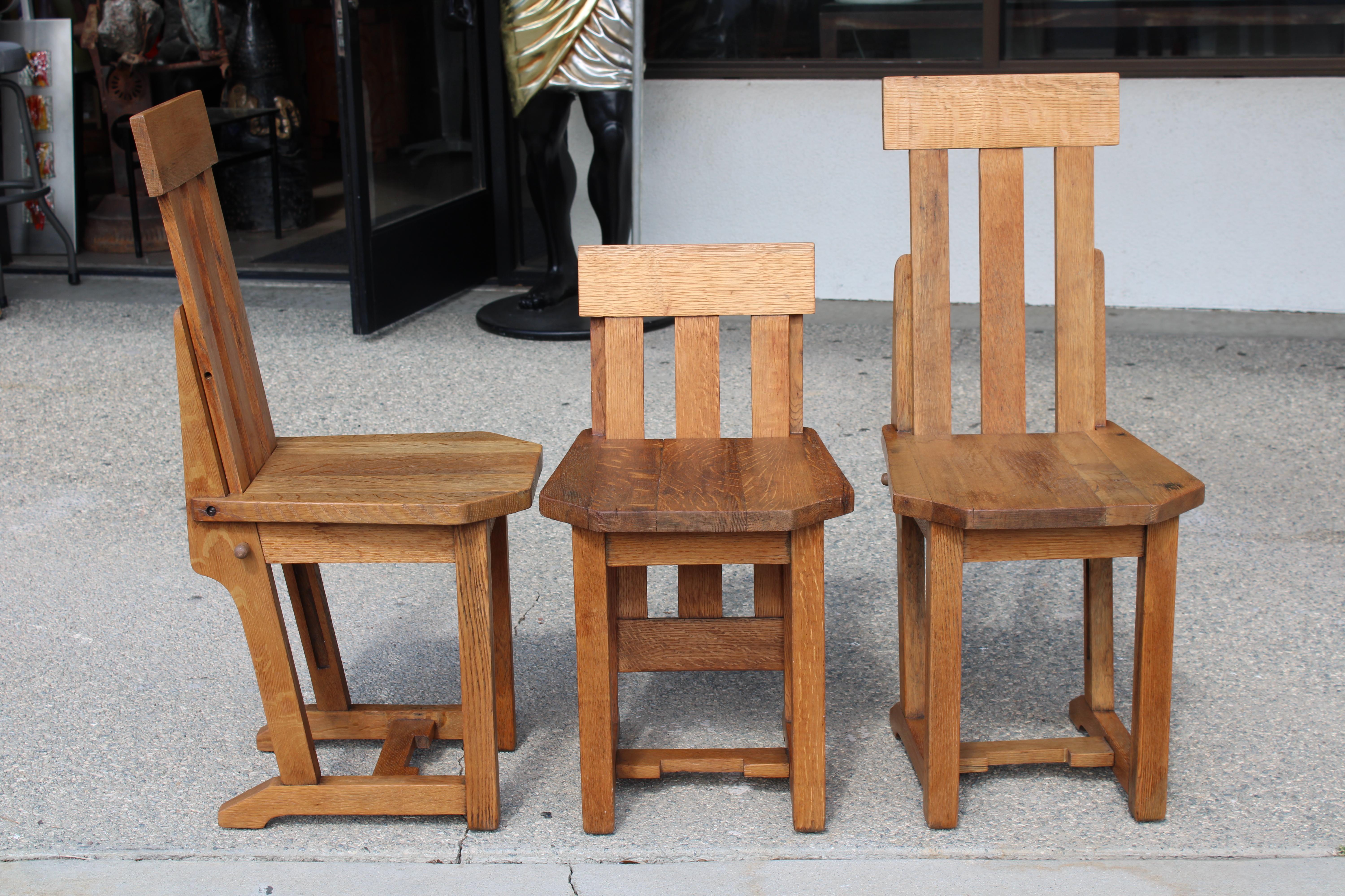 Legno Three Arts and Crafts Adjustable Chairs in vendita