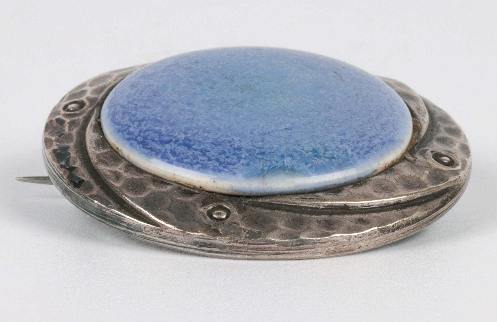 Silver Three Arts & Crafts Ruskin Mounted Brooches For Sale