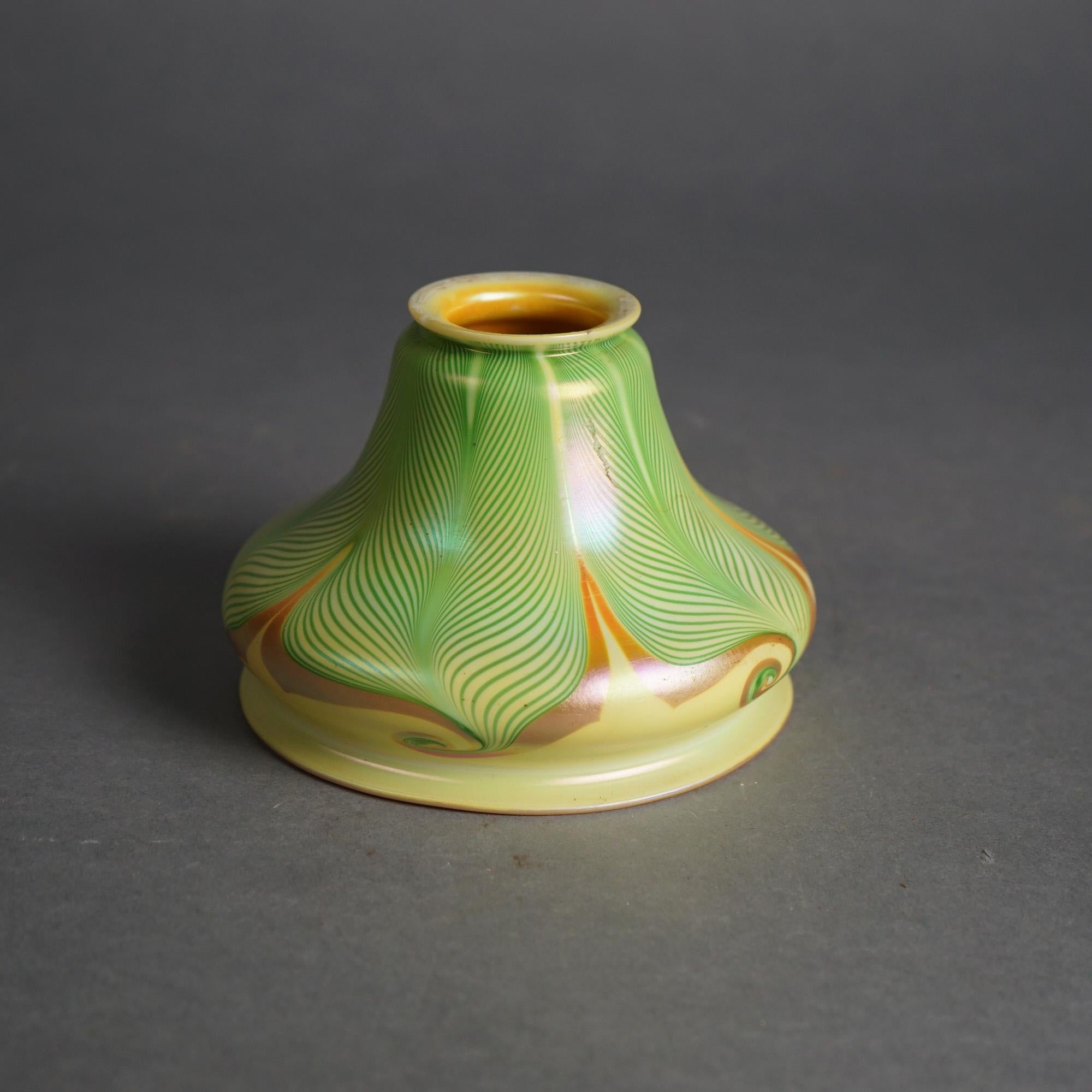 20th Century Three Arts & Crafts Steuben & Quezal Art Glass Shades C1920
