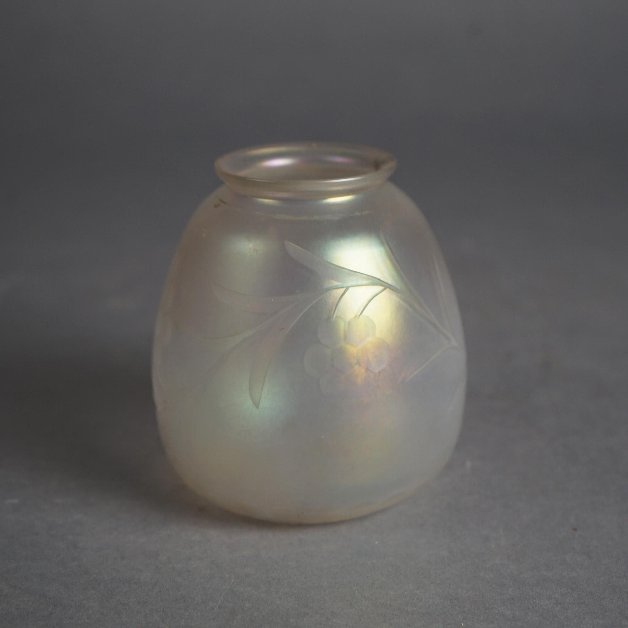 Three Arts & Crafts Steuben & Quezal Art Glass Shades C1920 1