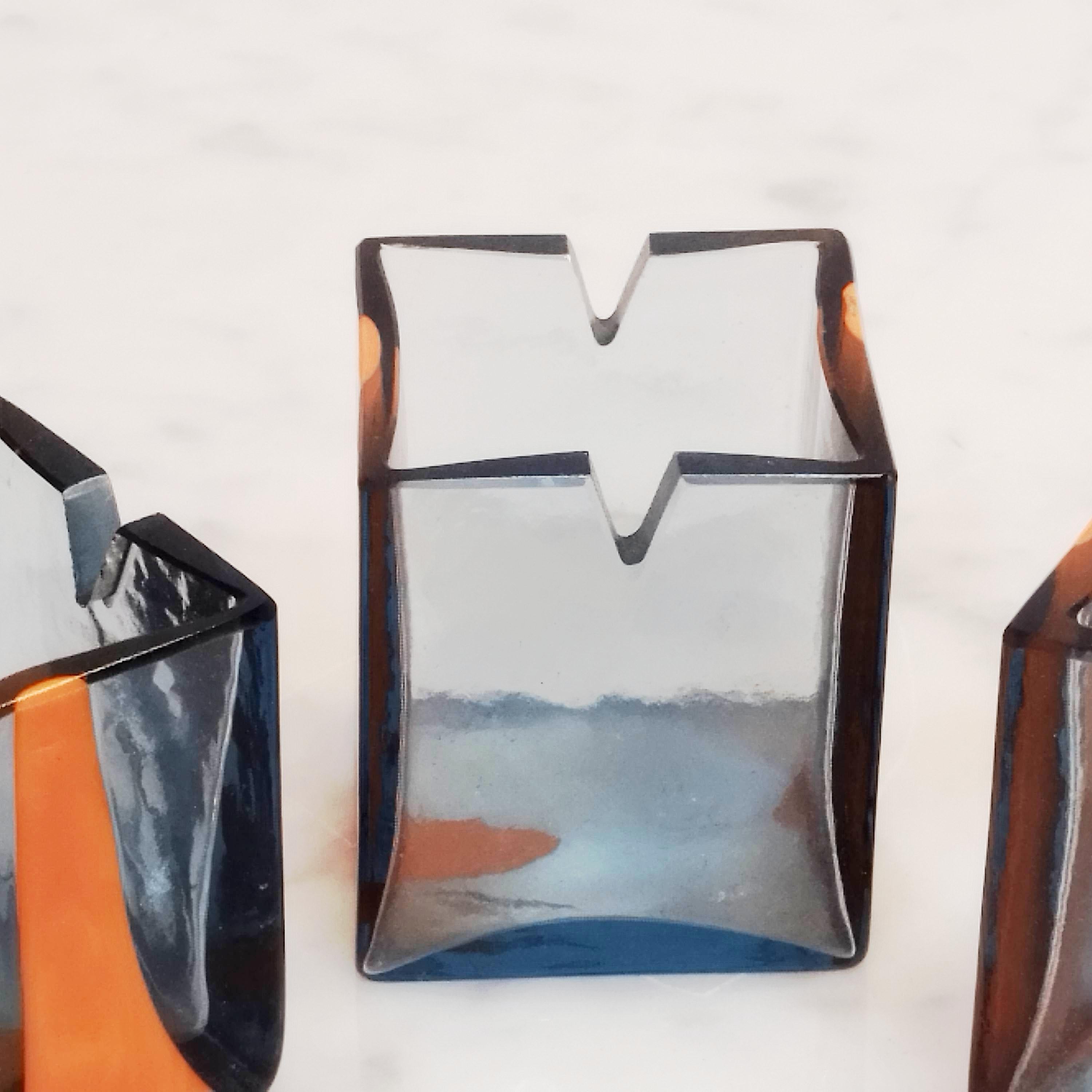 Three ashtray by Pierre Cardin for Venini In Excellent Condition For Sale In Milano, IT
