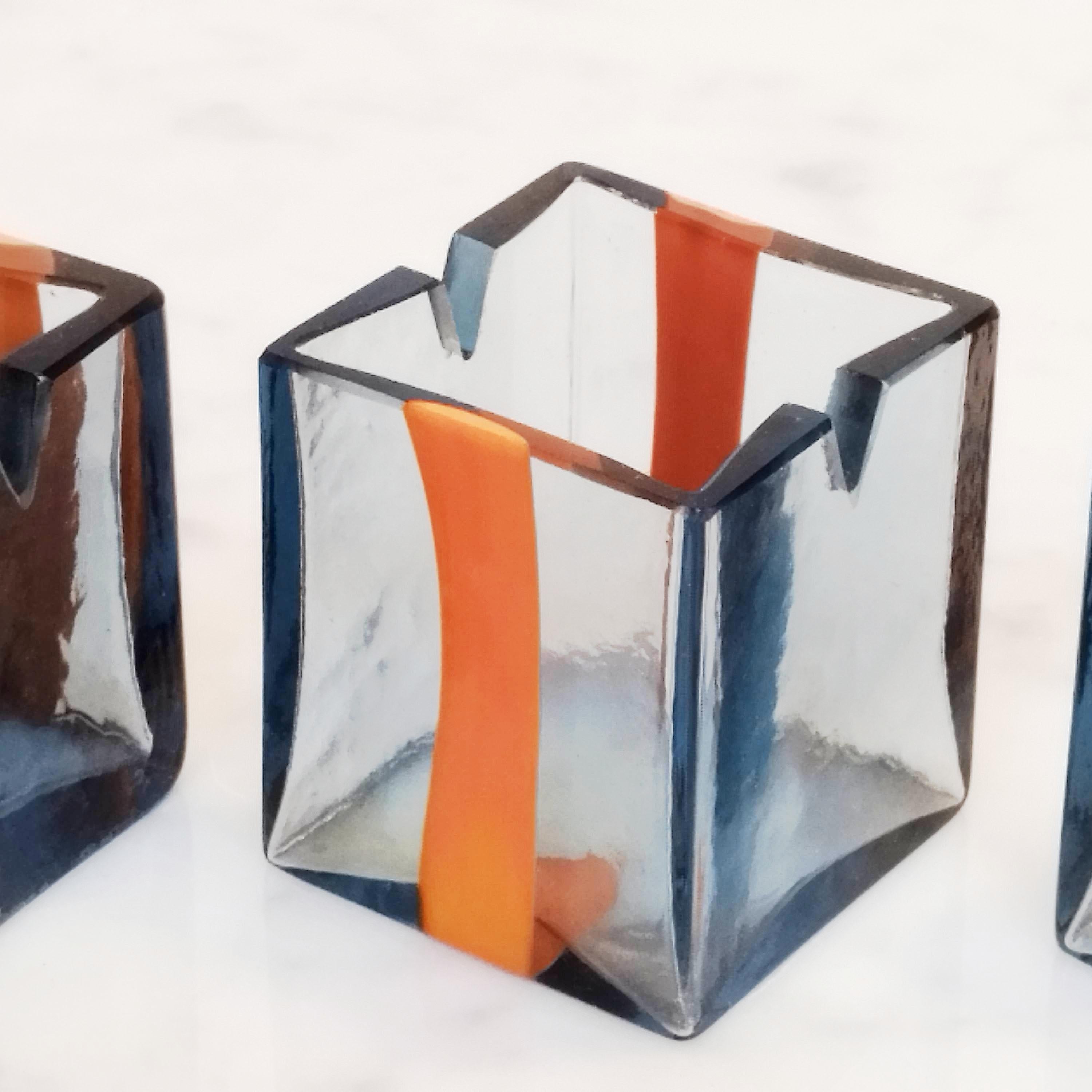 Late 20th Century Three ashtray by Pierre Cardin for Venini For Sale