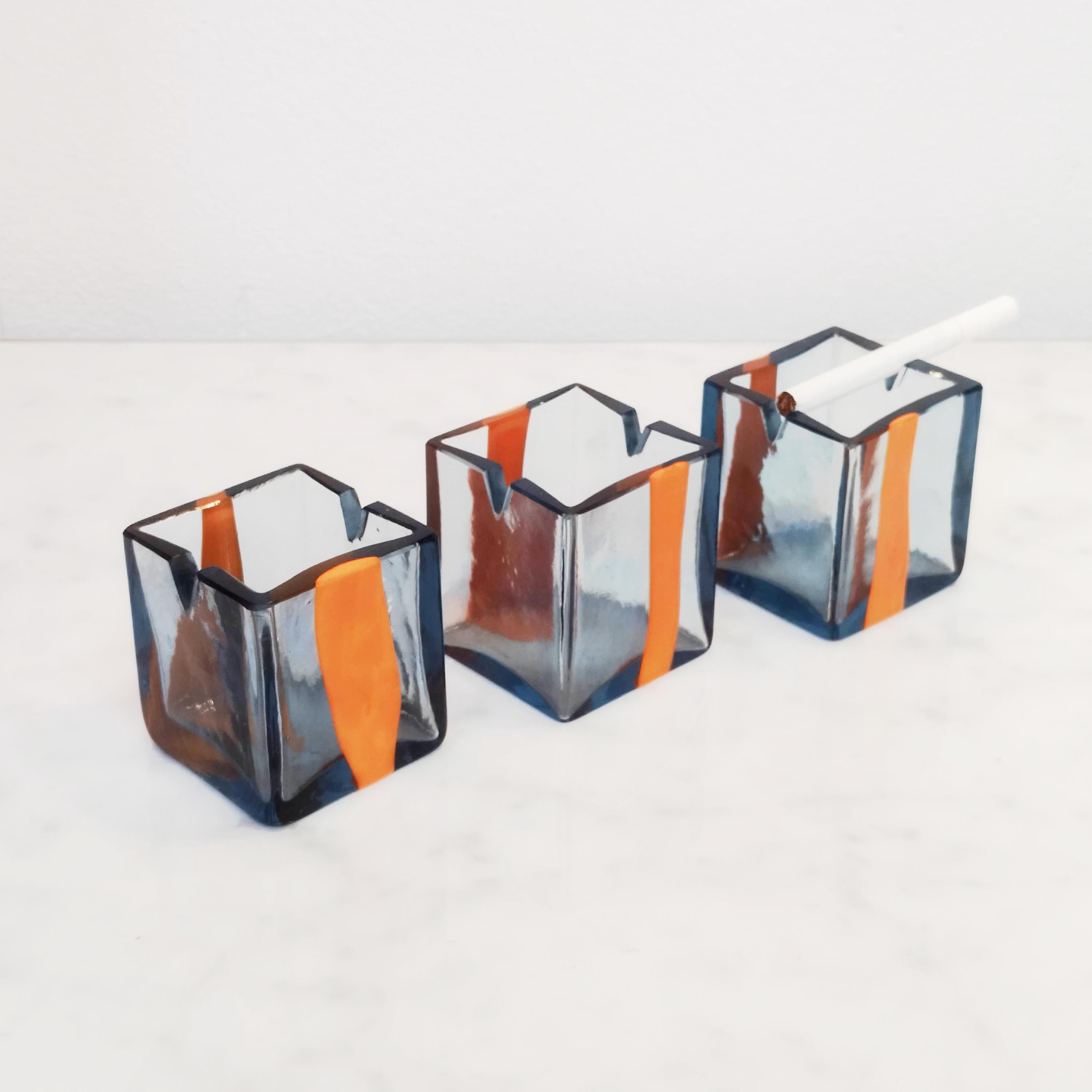 Murano Glass Three ashtray by Pierre Cardin for Venini For Sale