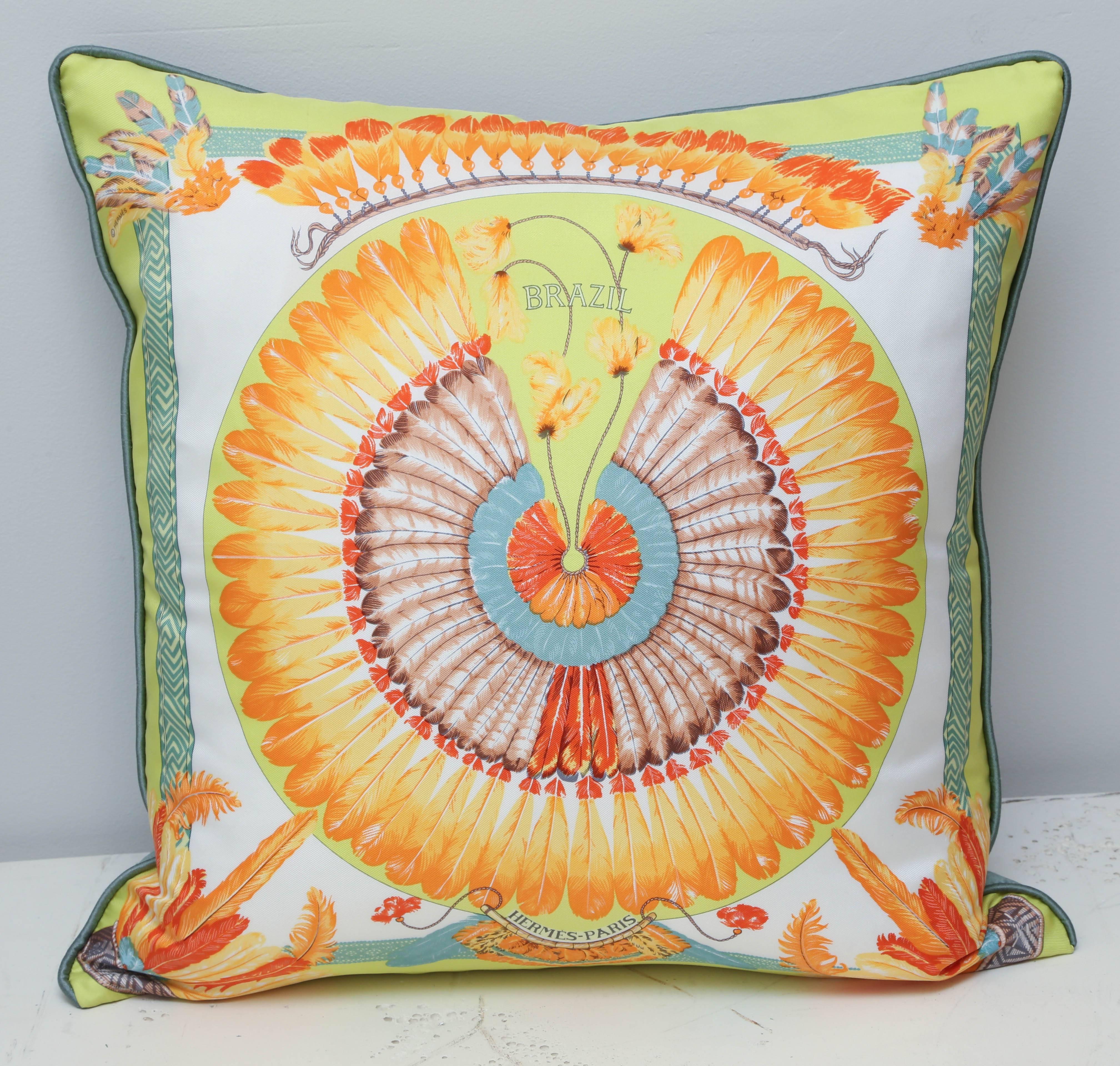 French Three Assorted Hermes Silk Pillows