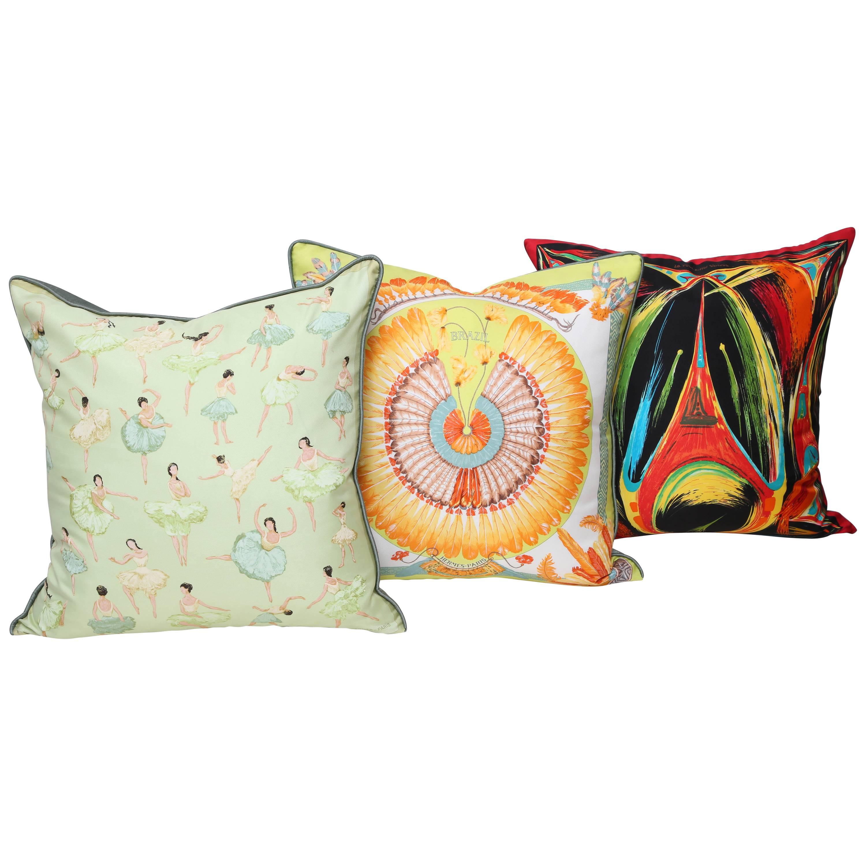 Three Assorted Hermes Silk Pillows