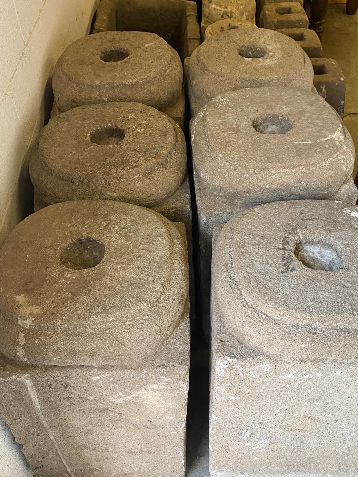 Hand-Crafted THREE AVAILABLE Large Scale 19th Century Stone Bases For Sale
