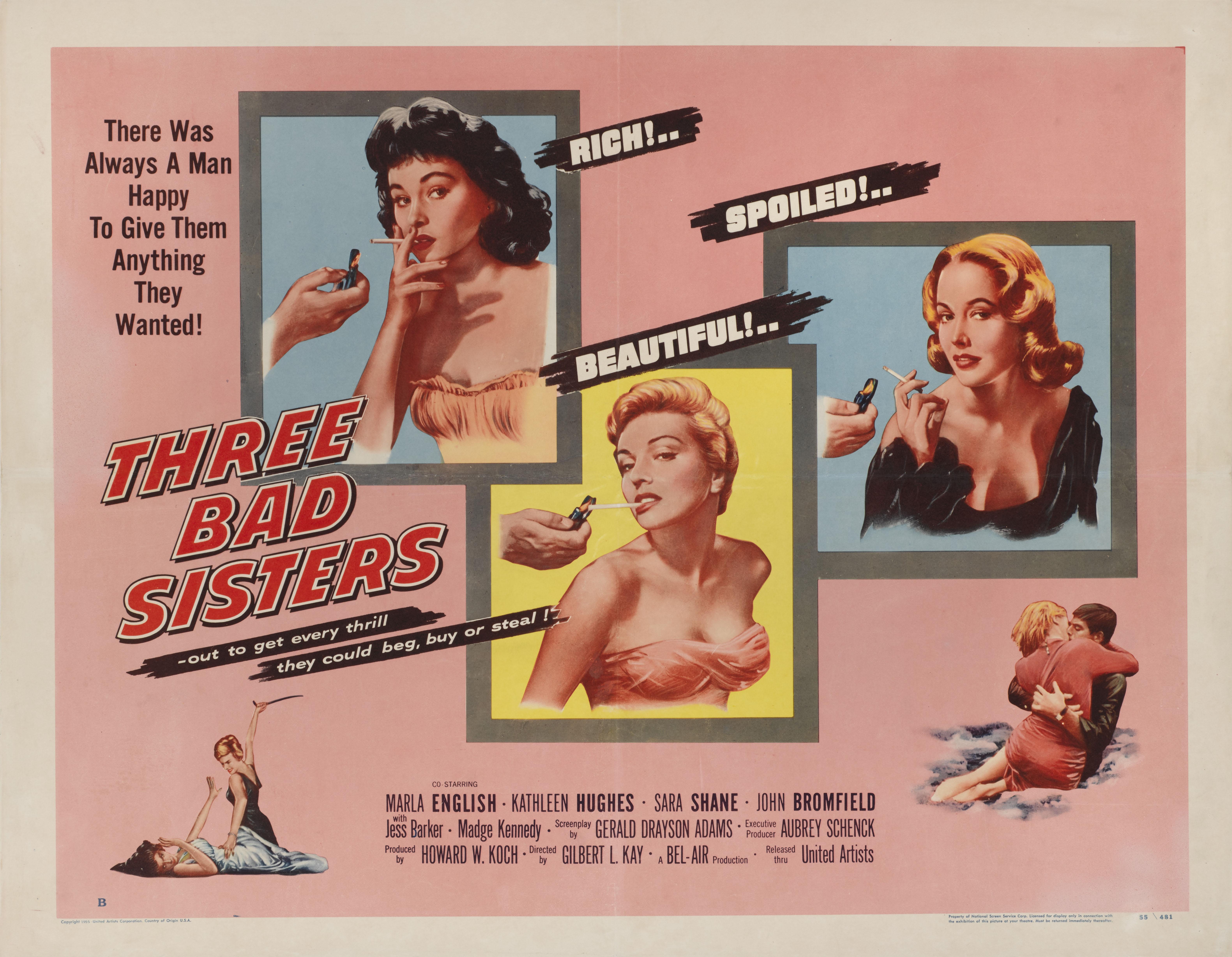 Original US style B film poster for the 1956 Exploitation drama starring Marla English, Kathleen Hughes and Sara Shane. This film was directed by Gilbert Kay.
This poster is conservation paper backed.