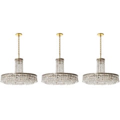 1 of 3 Bakalowits Chandeliers Pendant Lights No. 3330, Brass Nickel Glass, 1960s