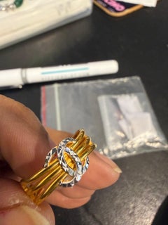 Three Band Two Tone 22 Karat Yellow Gold , 4.5 Gm , CC RING Size 8.5