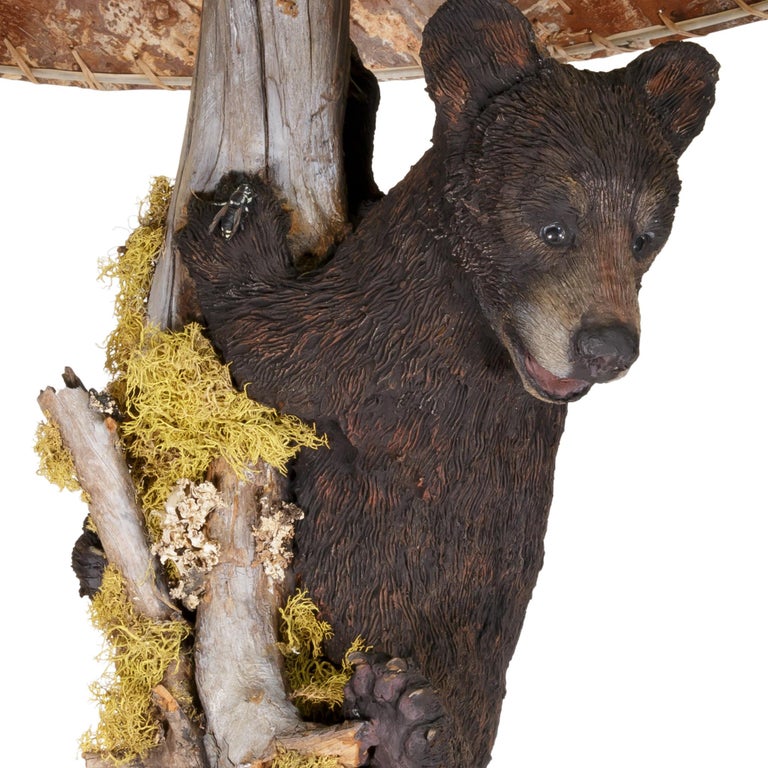 Three Bear Cubs Driftwood Floor Lamp, Bear Cub Floor Lamp