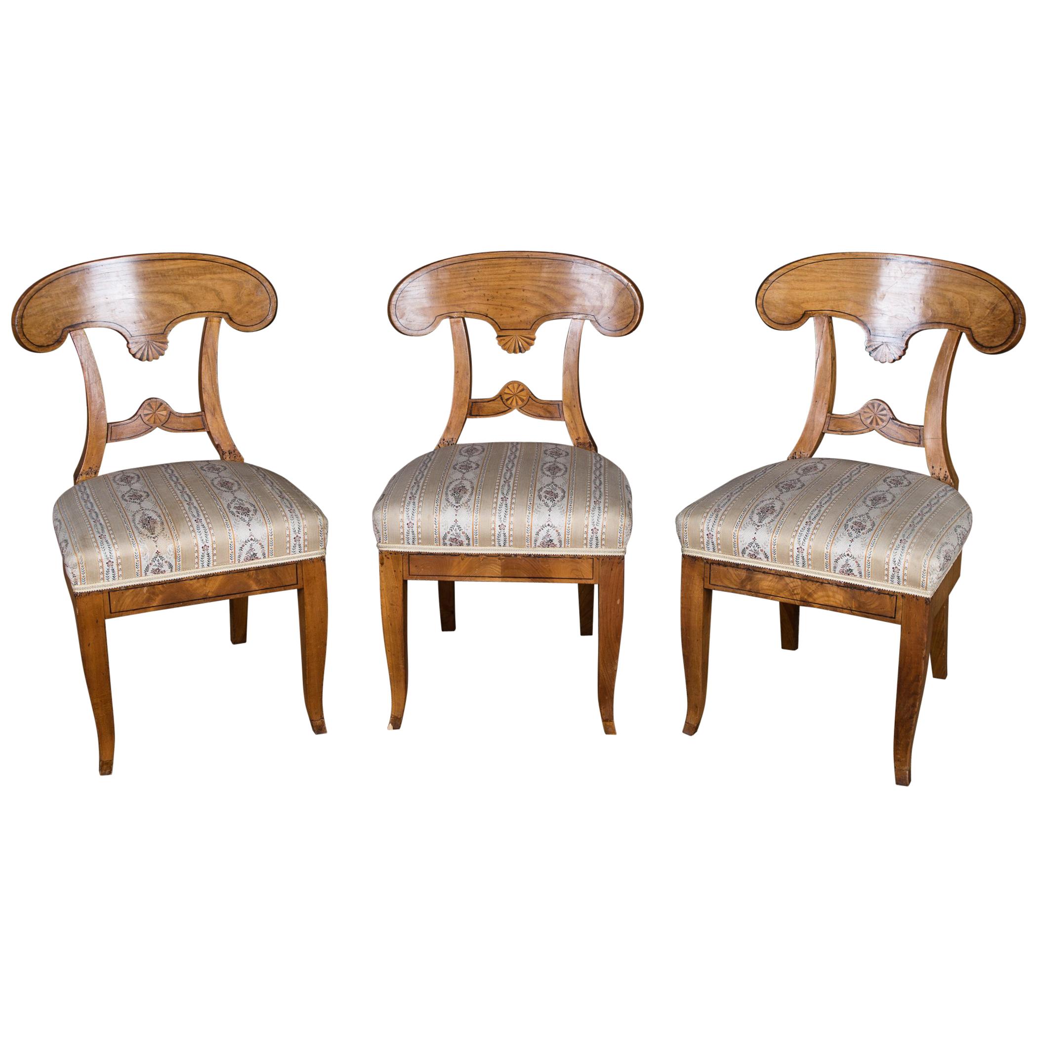 Three Beautiful Biedermeier Chairs Vienna Cherry, circa 1820