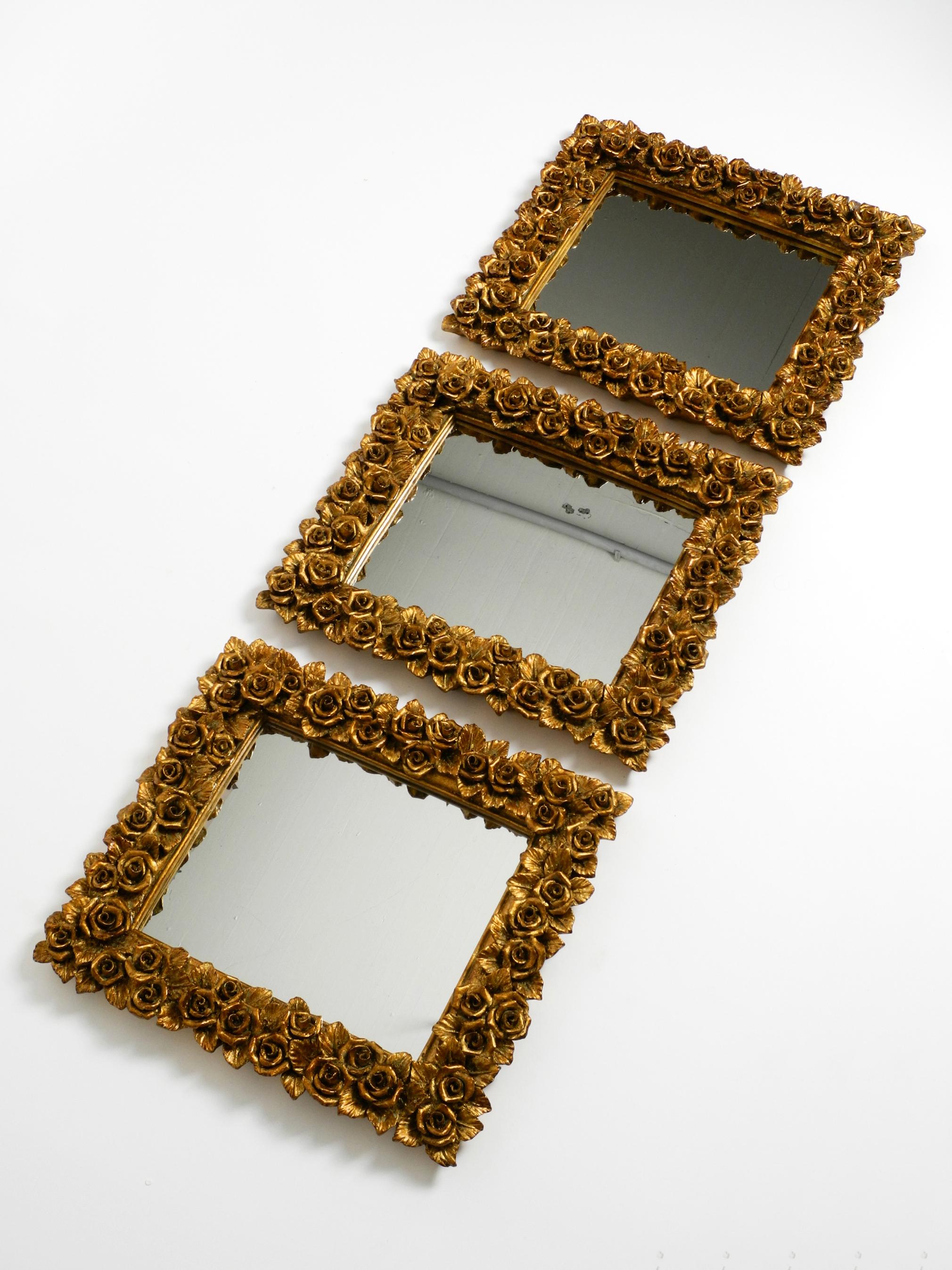 Mid-20th Century Three Beautiful Mid Century Wall Mirrors from Italy with Gilded Frames For Sale