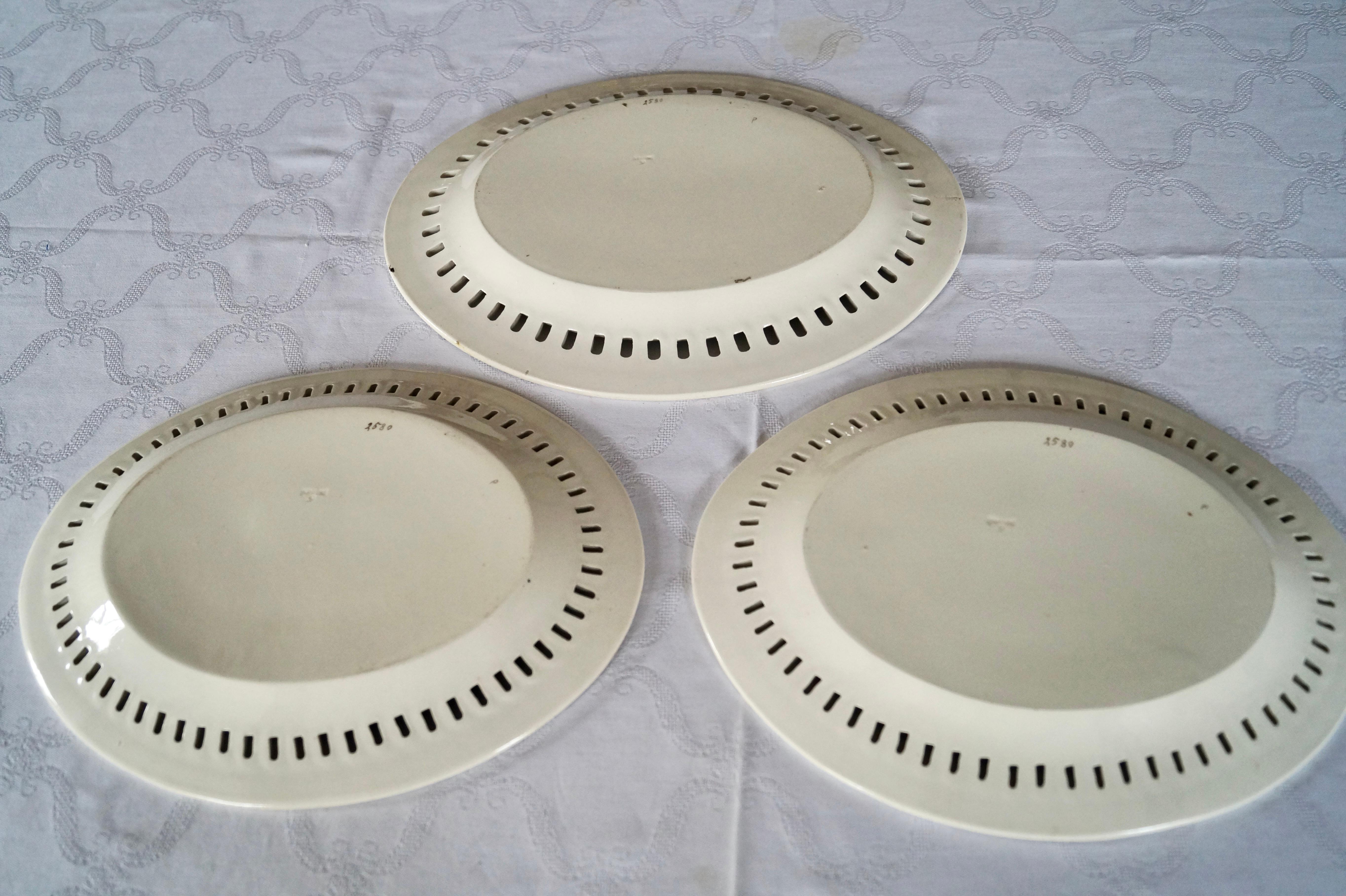 Three Beautiful Rare Antique Copeland Spode Creamware Baskets with Underplate  For Sale 4