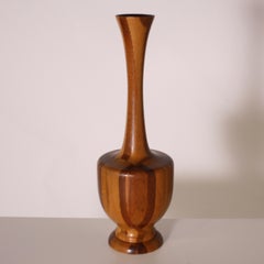 Three Belgium Inlaid Wood Sculptured Vessels, circa 1950