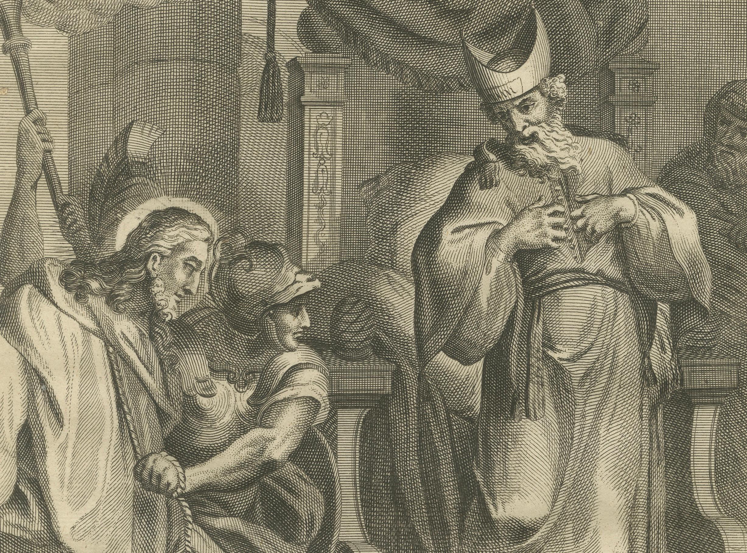 Tre incisioni bibliche - Ingresso di Cristo, Processo e Parabola degli operai, 1735 ca. In condizioni buone in vendita a Langweer, NL