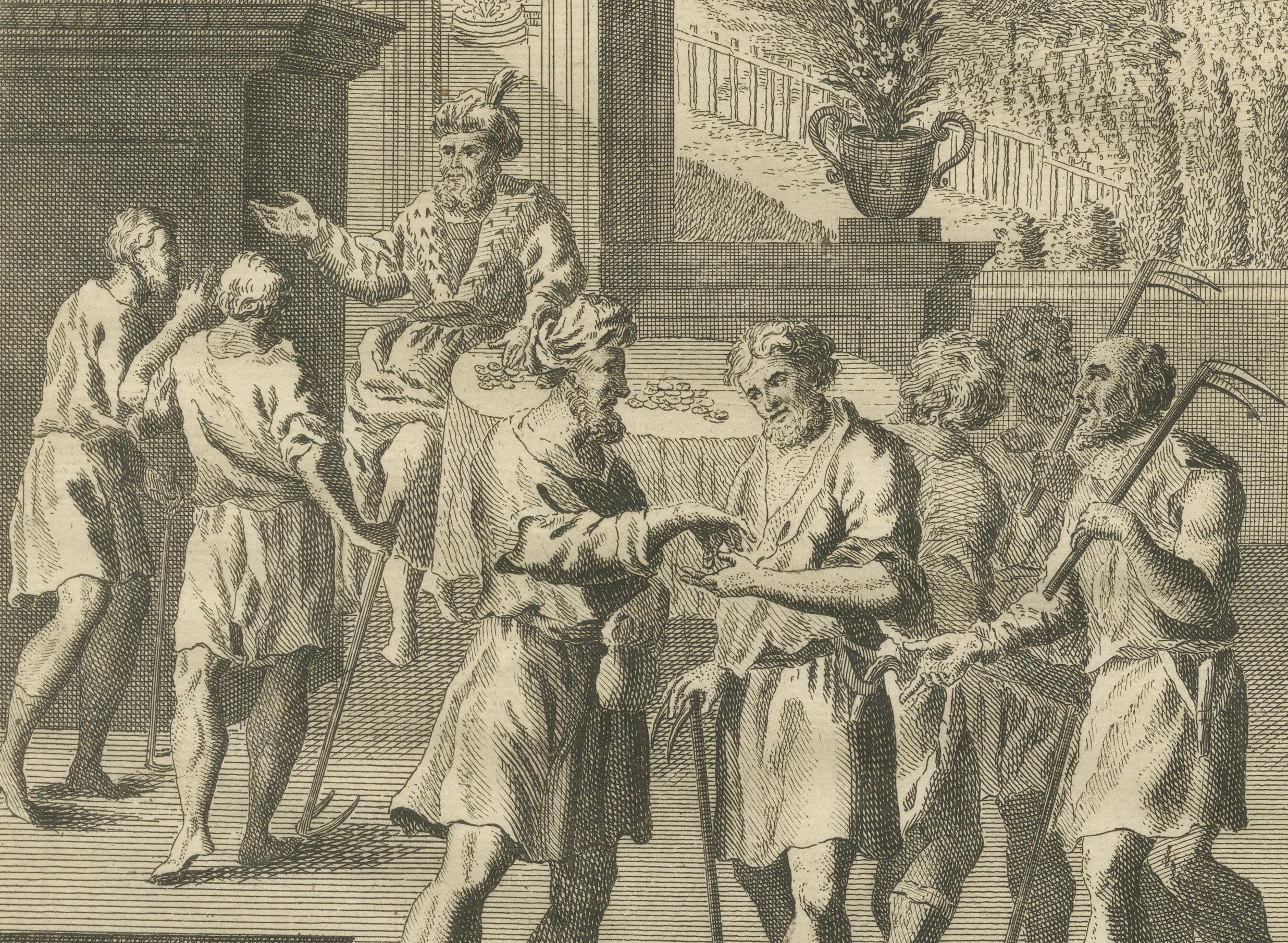 Tre incisioni bibliche - Ingresso di Cristo, Processo e Parabola degli operai, 1735 ca. in vendita 1