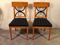 Three Biedermeier Chairs, 1820-30, Birchwood Veneer