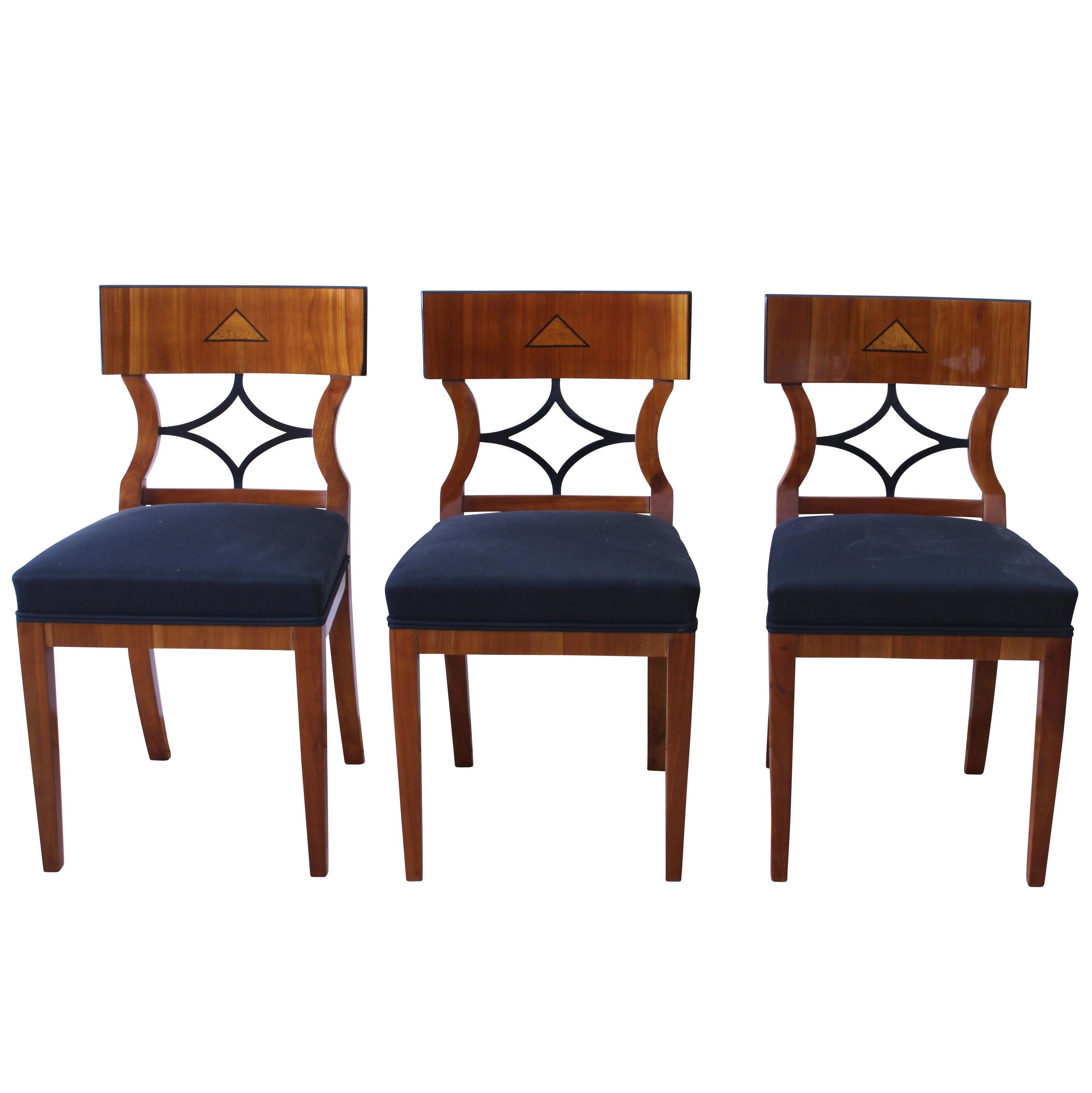 Early 20th Century Biedermeier Chairs, Cherry Veneer with Birch Inlay, South Germany, circa 1900