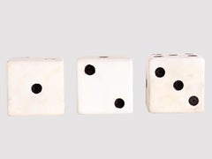 Three big painted wooden black and white dice, USA 1940.
